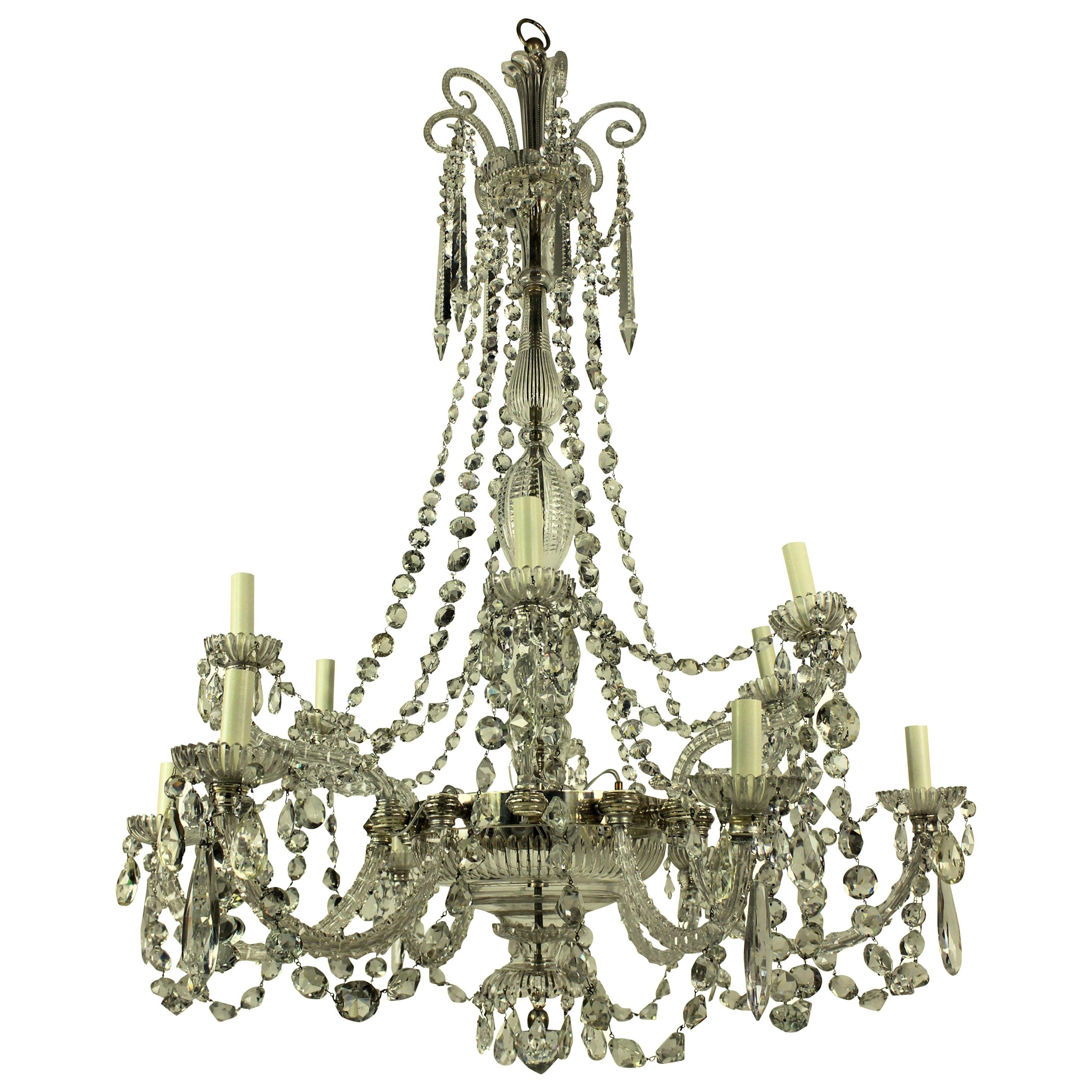 Fine 19th Century English Cut-Glass Chandelier by Perry & Co.