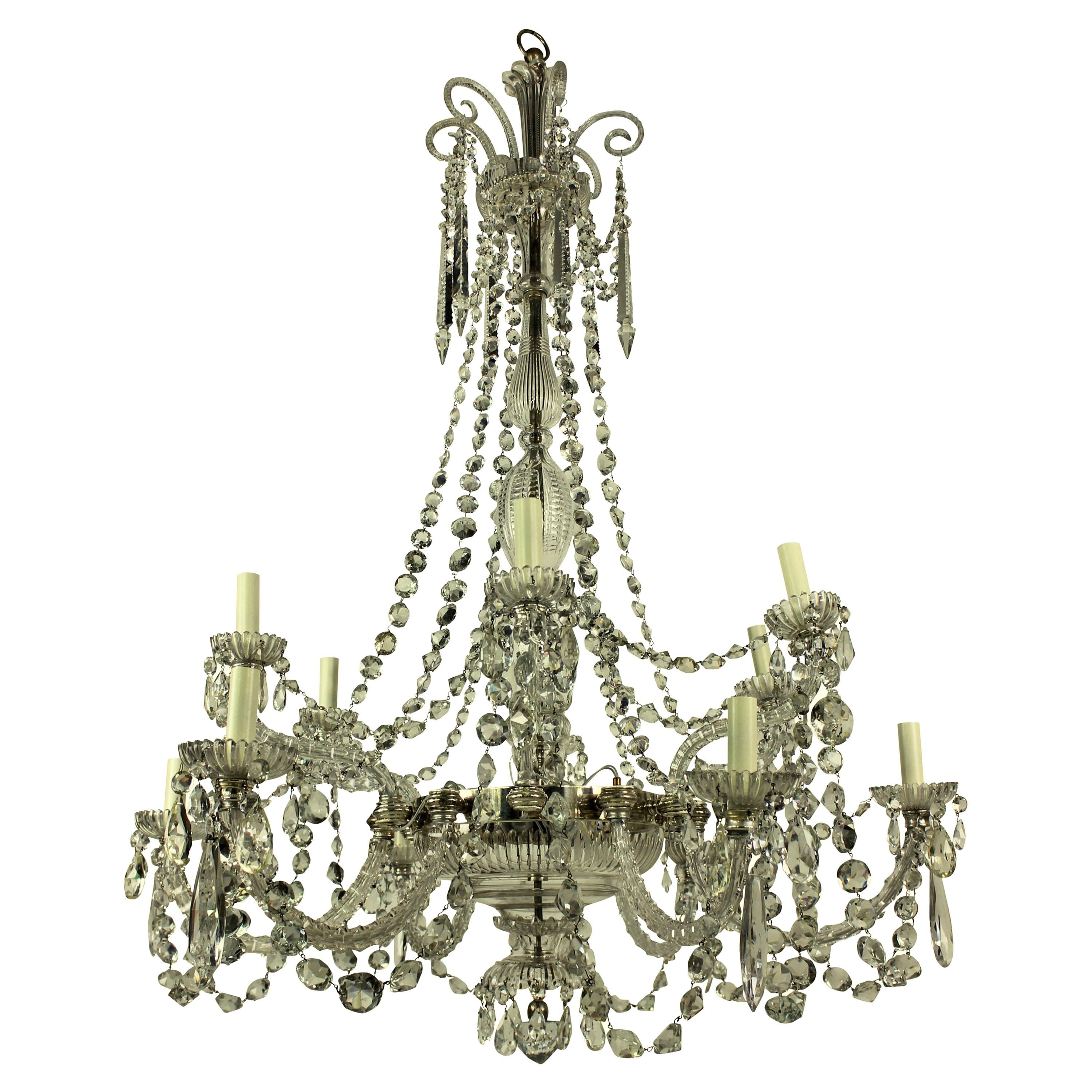 Fine 19th Century English Cut-Glass Chandelier by Perry & Co.