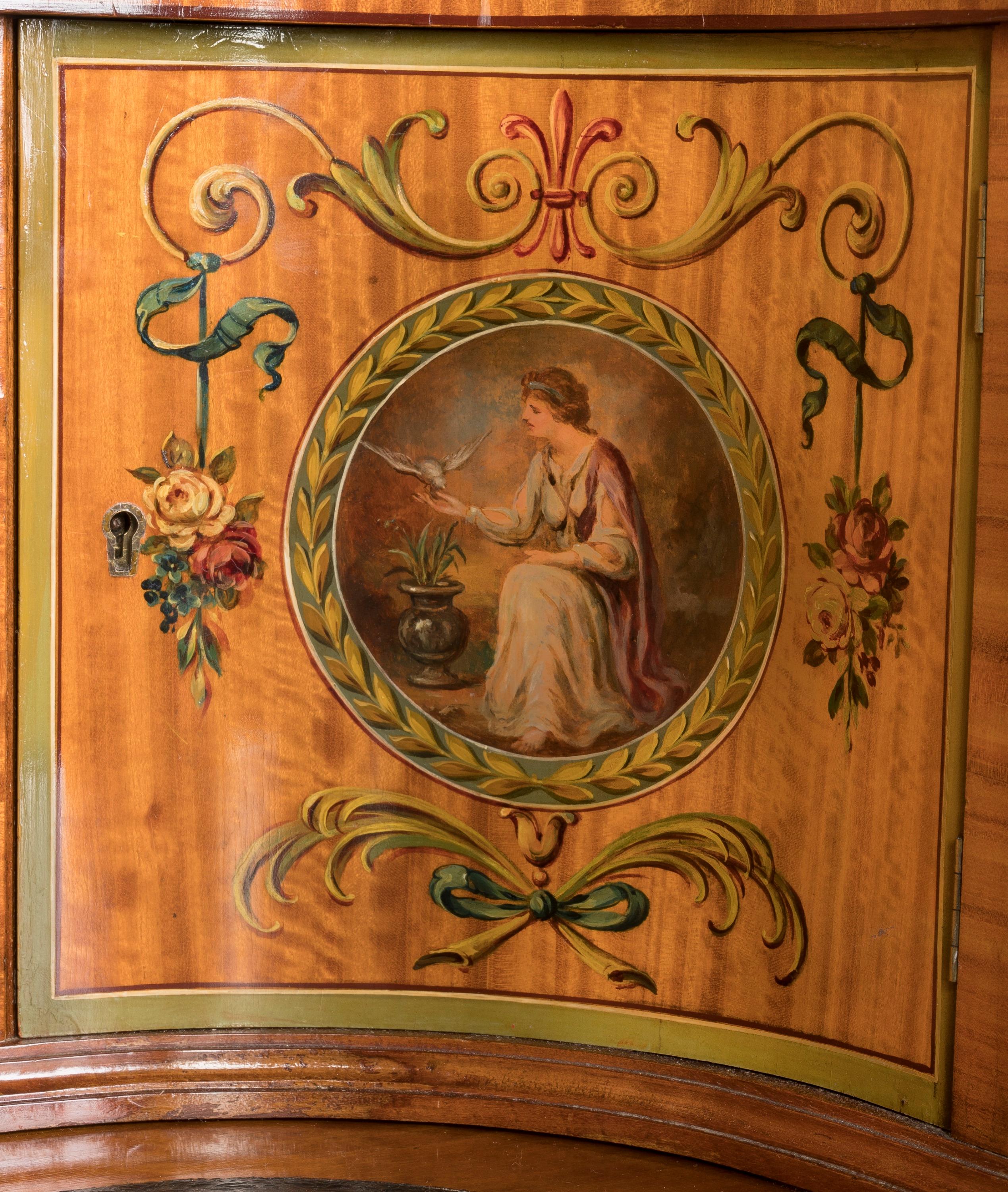 Fino escritorio inglés del siglo XIX pintado a mano en madera satinada 