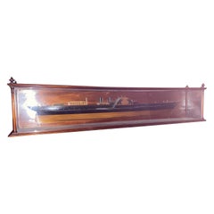 Fine 19th Century English Mahogany Schooner Steam Boad Model in Custom Case