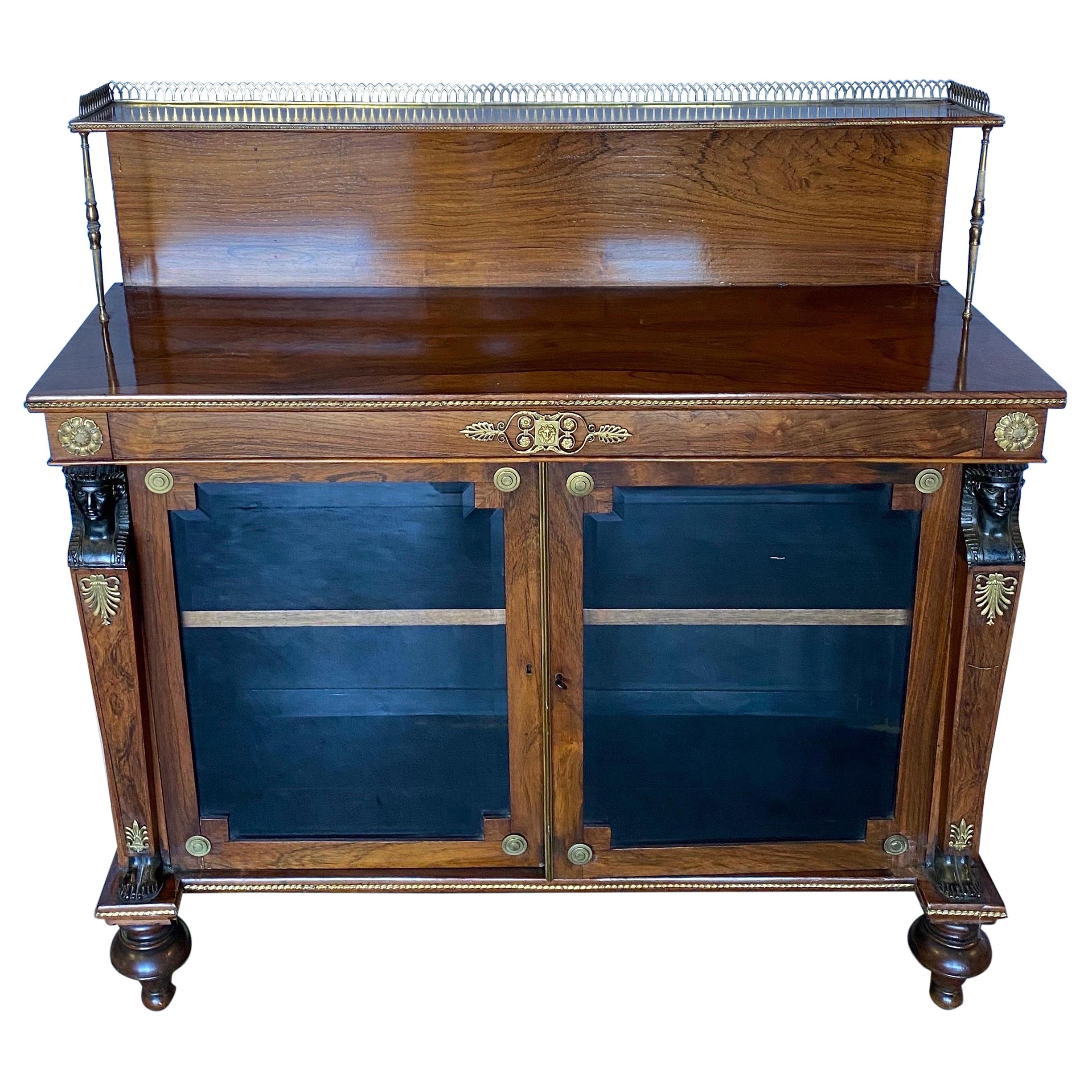 Fine 19th Century English Regency Bronze Mounted Rosewood Chiffonier For Sale