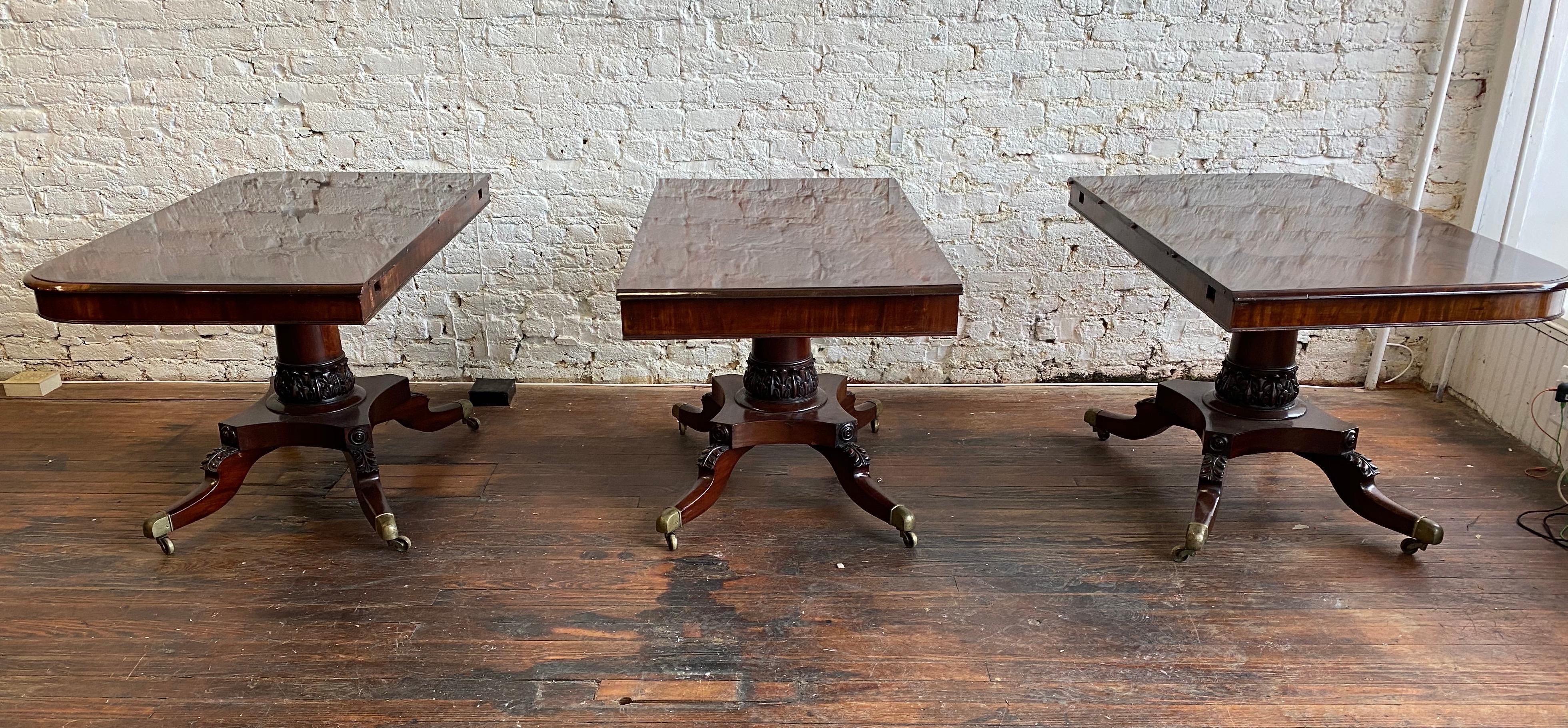 Fine 19th Century English Regency Mahogany Triple Pedestal Dining Table 11