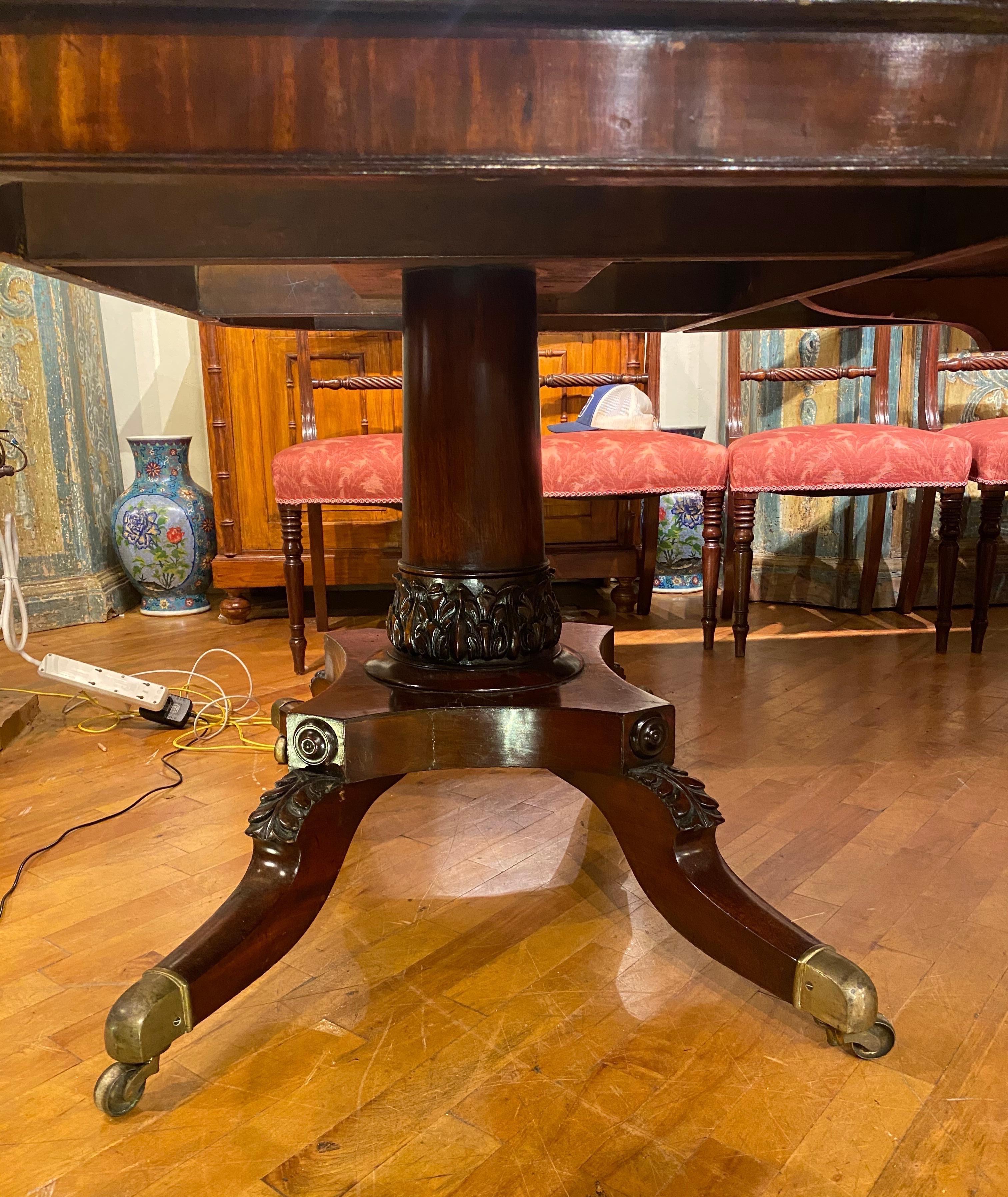 Fine 19th Century English Regency Mahogany Triple Pedestal Dining Table 10