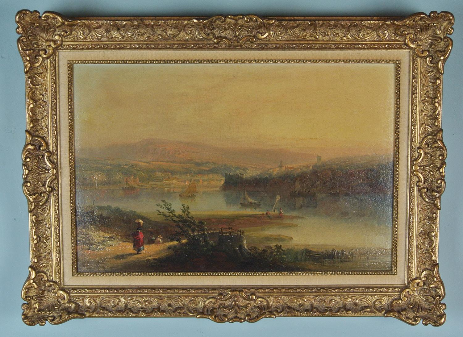 Huile originale sur toile de l'English School du 19e siècle par William Pitt - 1856 Bon état - En vente à Heathfield, GB