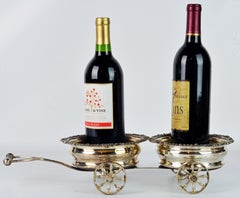 Fine 19th Century English Silver Plate Double Wine Trolley or Decanter Wagon