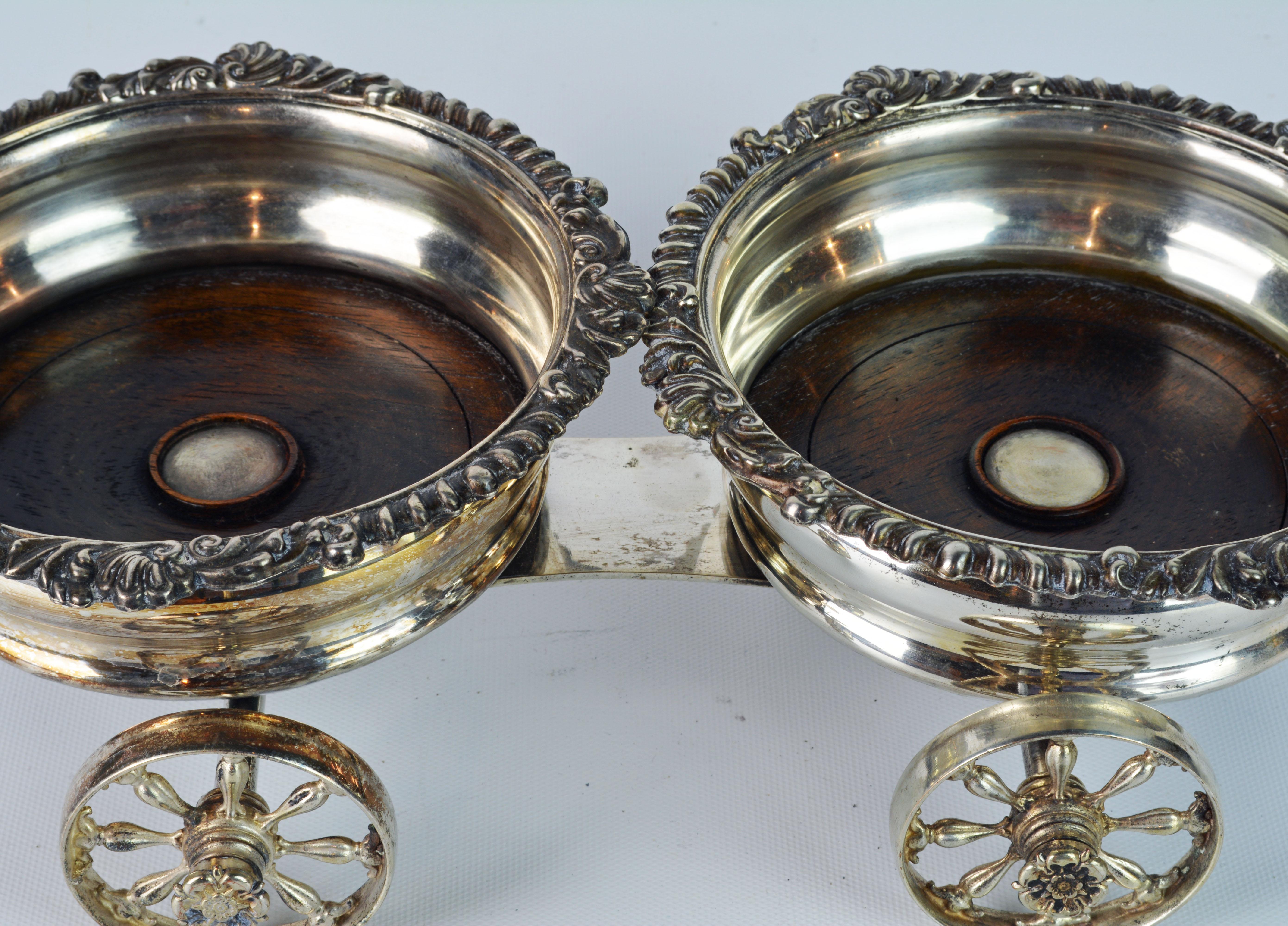 Late Victorian Fine 19th Century English Silver Plate Double Wine Trolley or Decanter Wagon