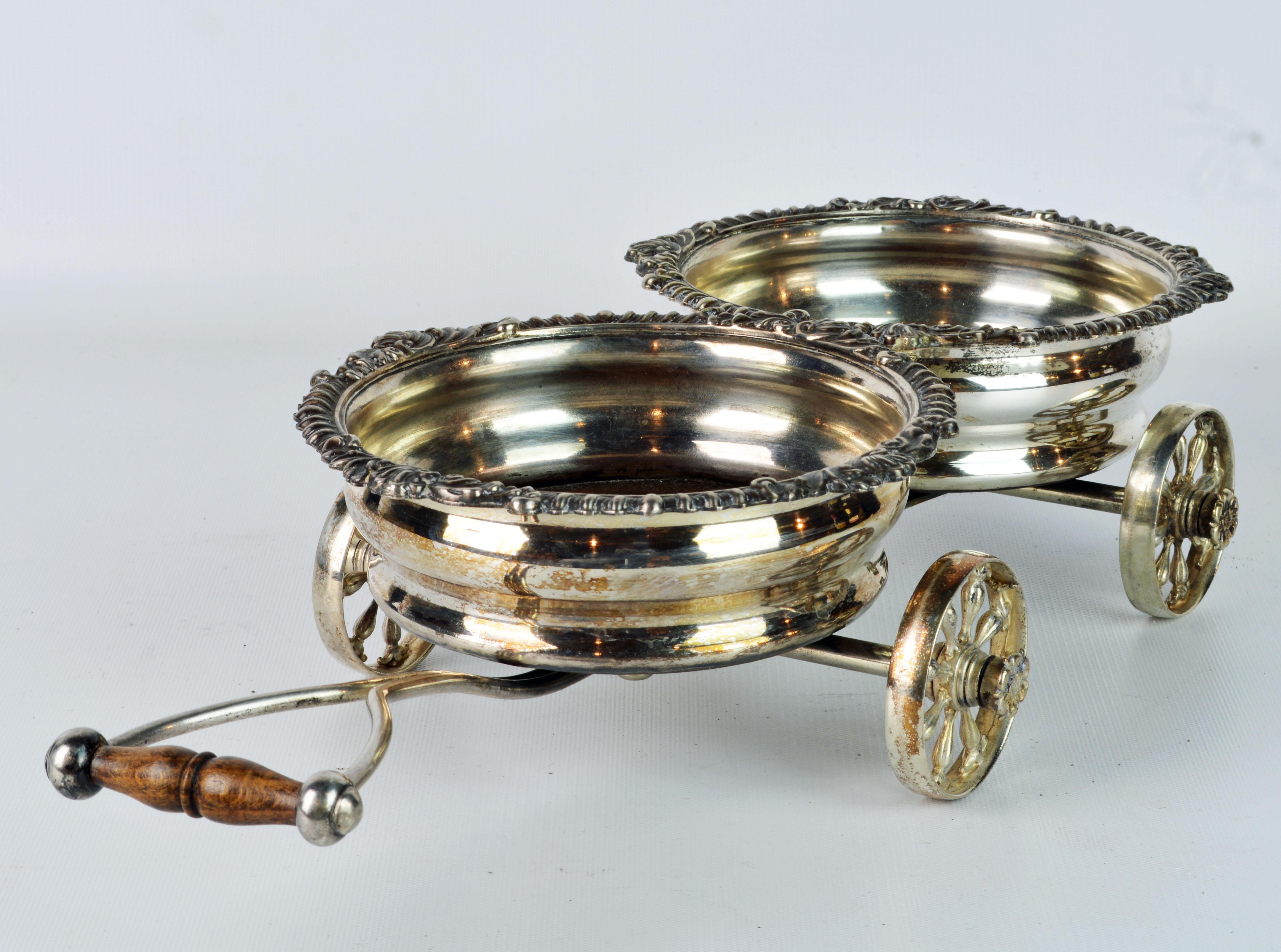 Fine 19th Century English Silver Plate Double Wine Trolley or Decanter Wagon 1