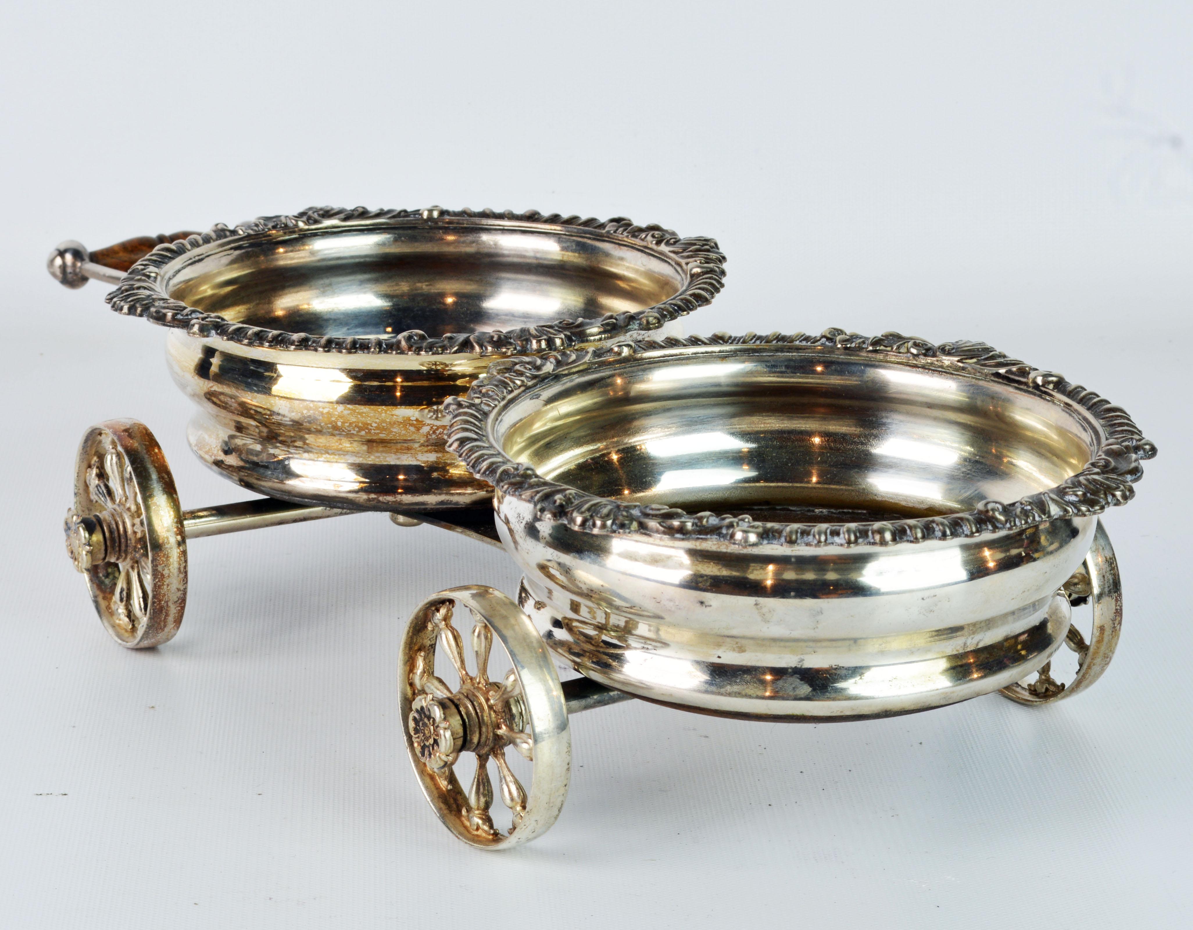 Fine 19th Century English Silver Plate Double Wine Trolley or Decanter Wagon 2