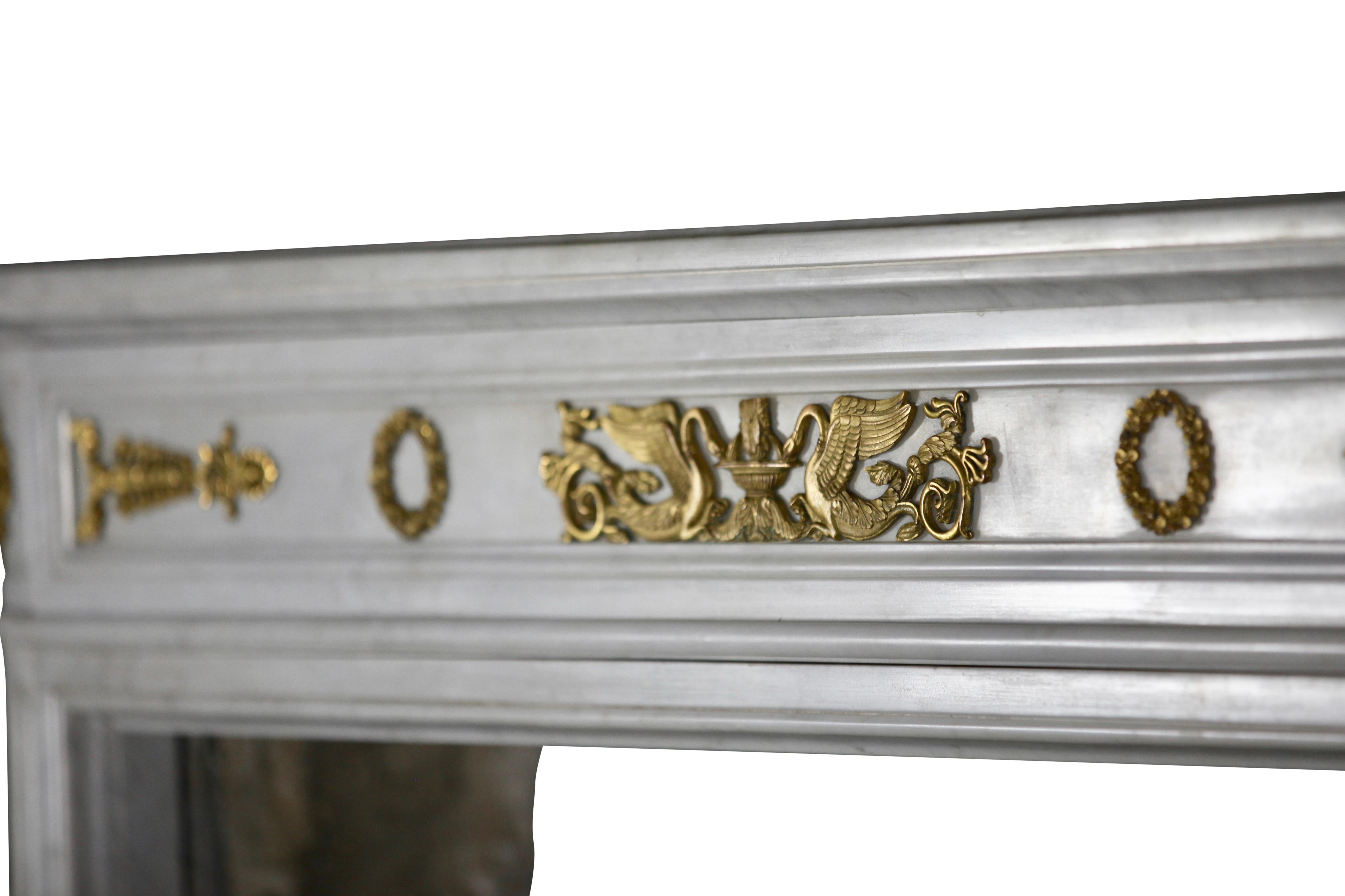 Fine 19th Century European Original Antique Fireplace Mantle from Empire Period For Sale 4