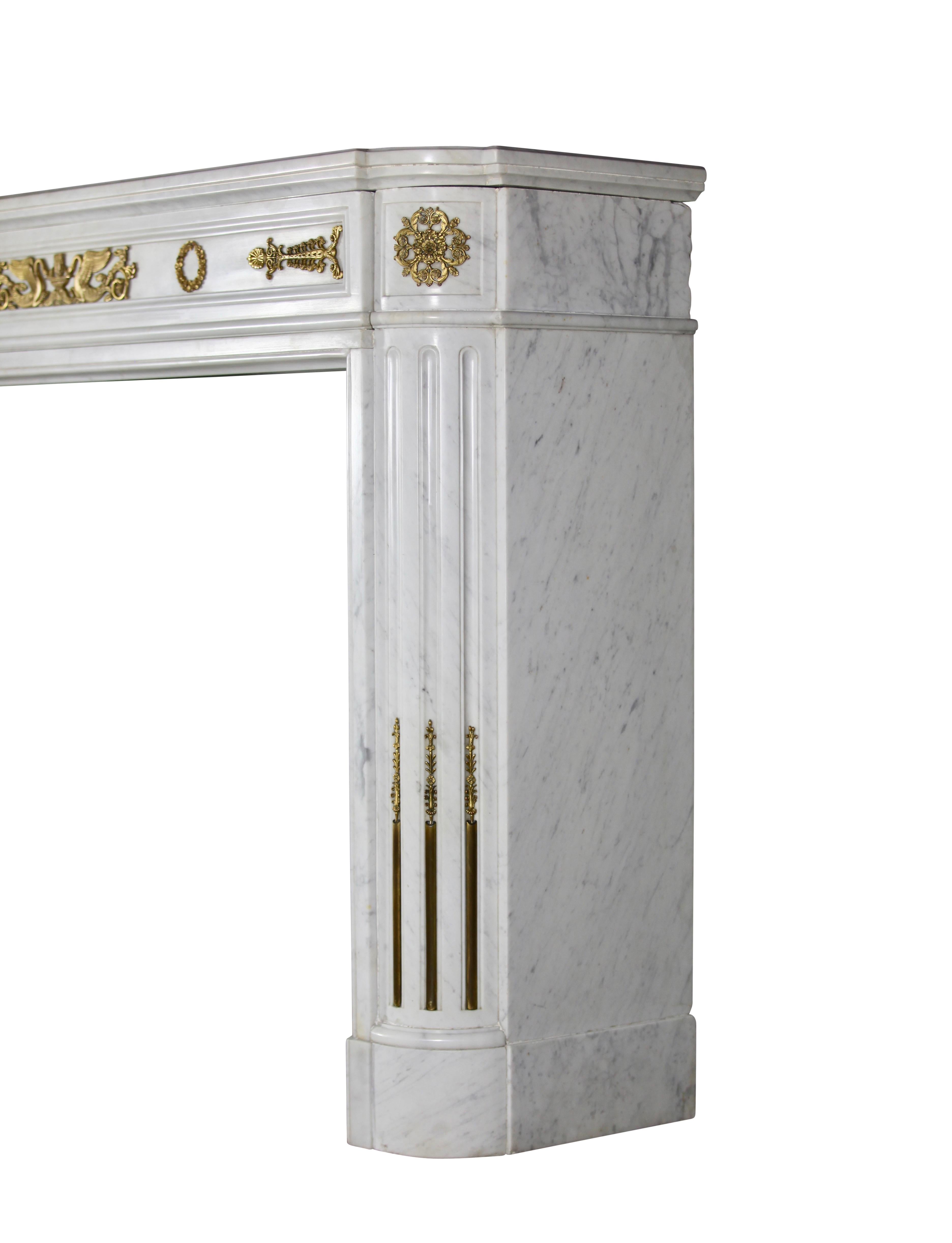 Brass Fine 19th Century European Original Antique Fireplace Mantle from Empire Period For Sale