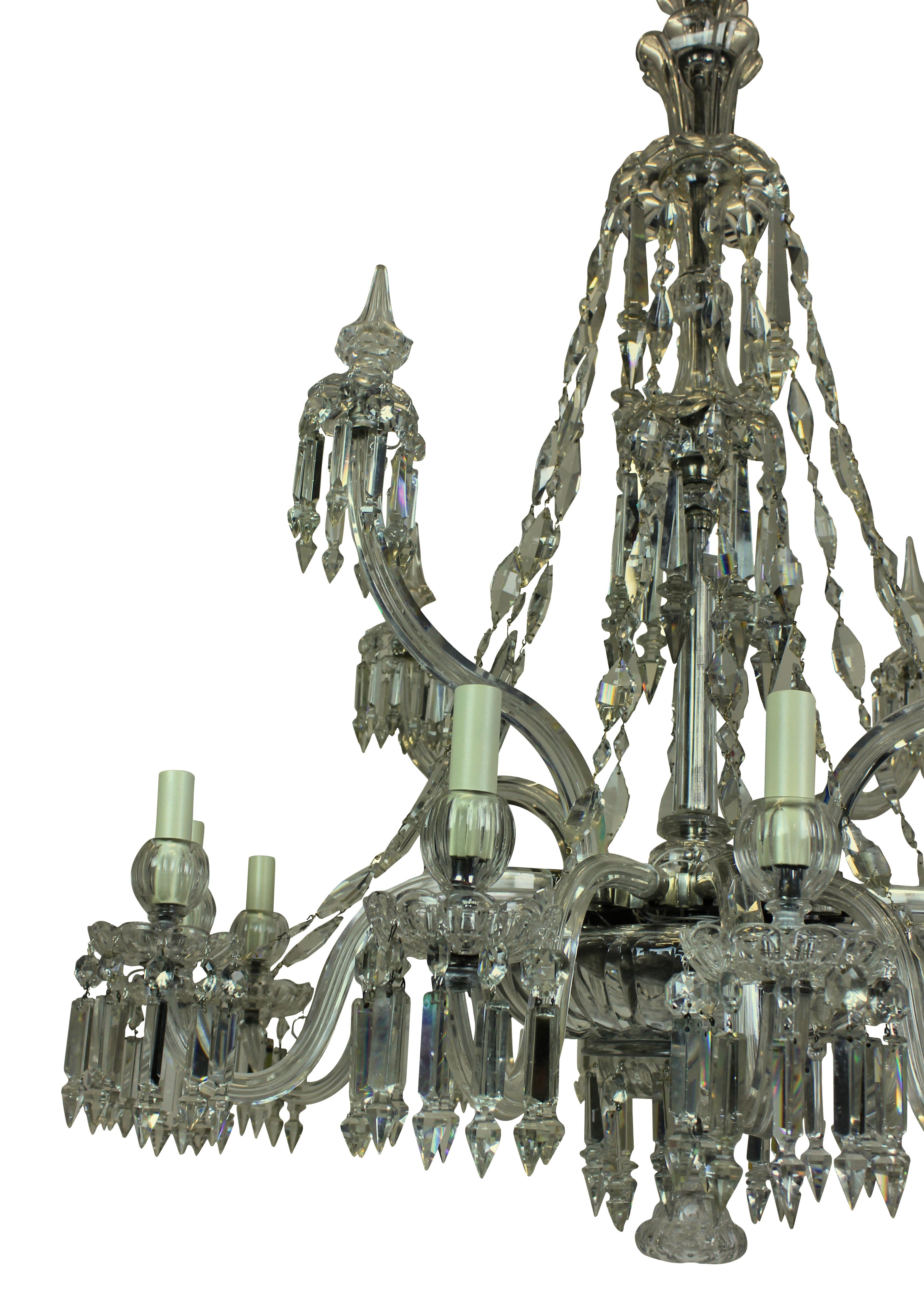 Mid-19th Century Fine 19th Century F & C Osler Cut-Glass Chandelier