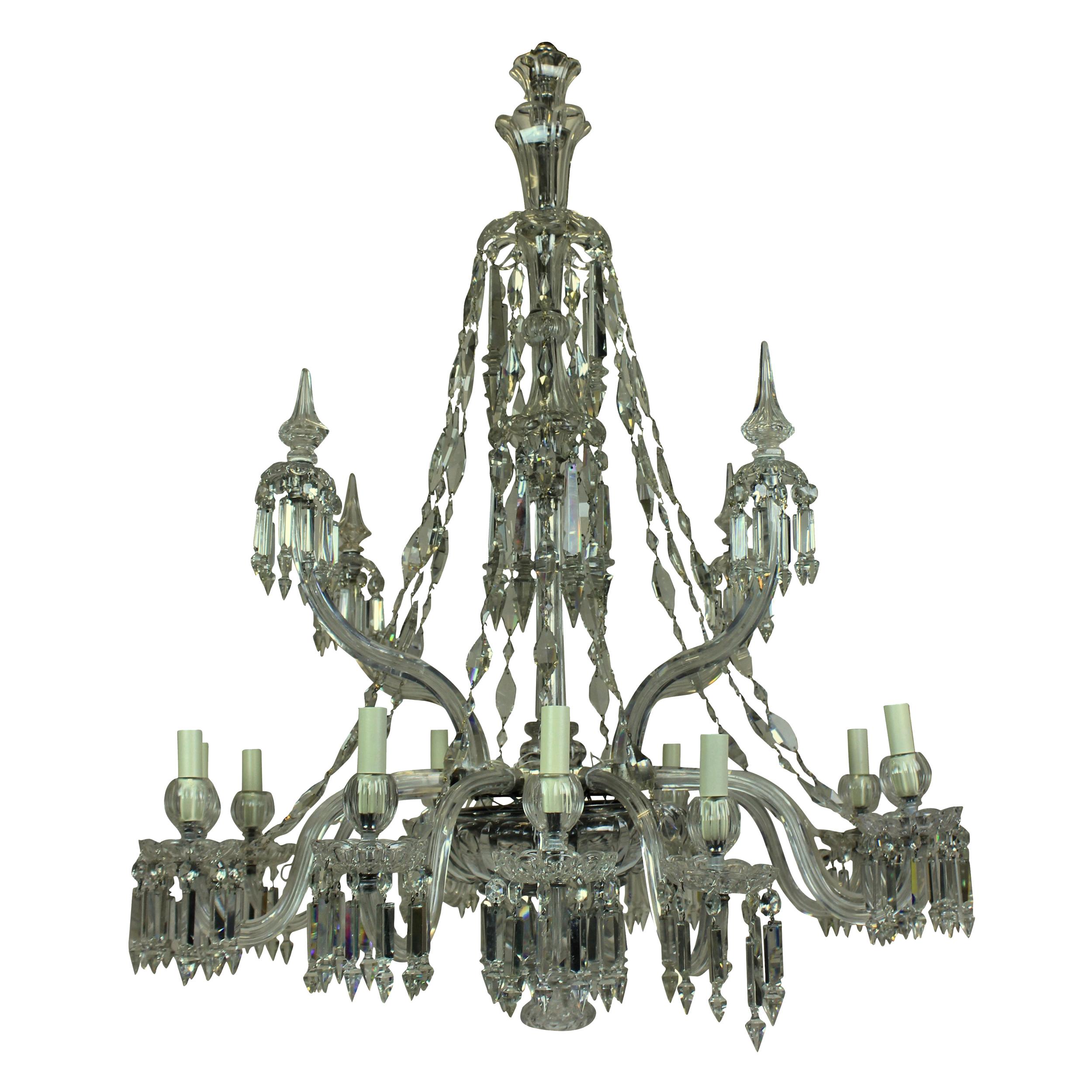 Fine 19th Century F & C Osler Cut-Glass Chandelier