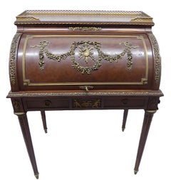 Fine 19th Century François Linke Bronze Mounted Bureau a Cylindre Roll Top Desk