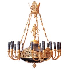 Fine 19th Century French Empire Gilt Bronze Chandelier