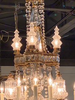 Fine 19th Century French Gilt Bronze and Crystal 20-Light Chandelier