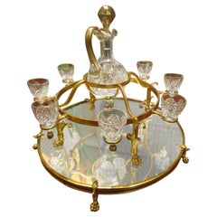 Feines französisches Dessert-quor-Set aus vergoldeter Bronze und Glas von Osler aus dem 19. Jahrhundert