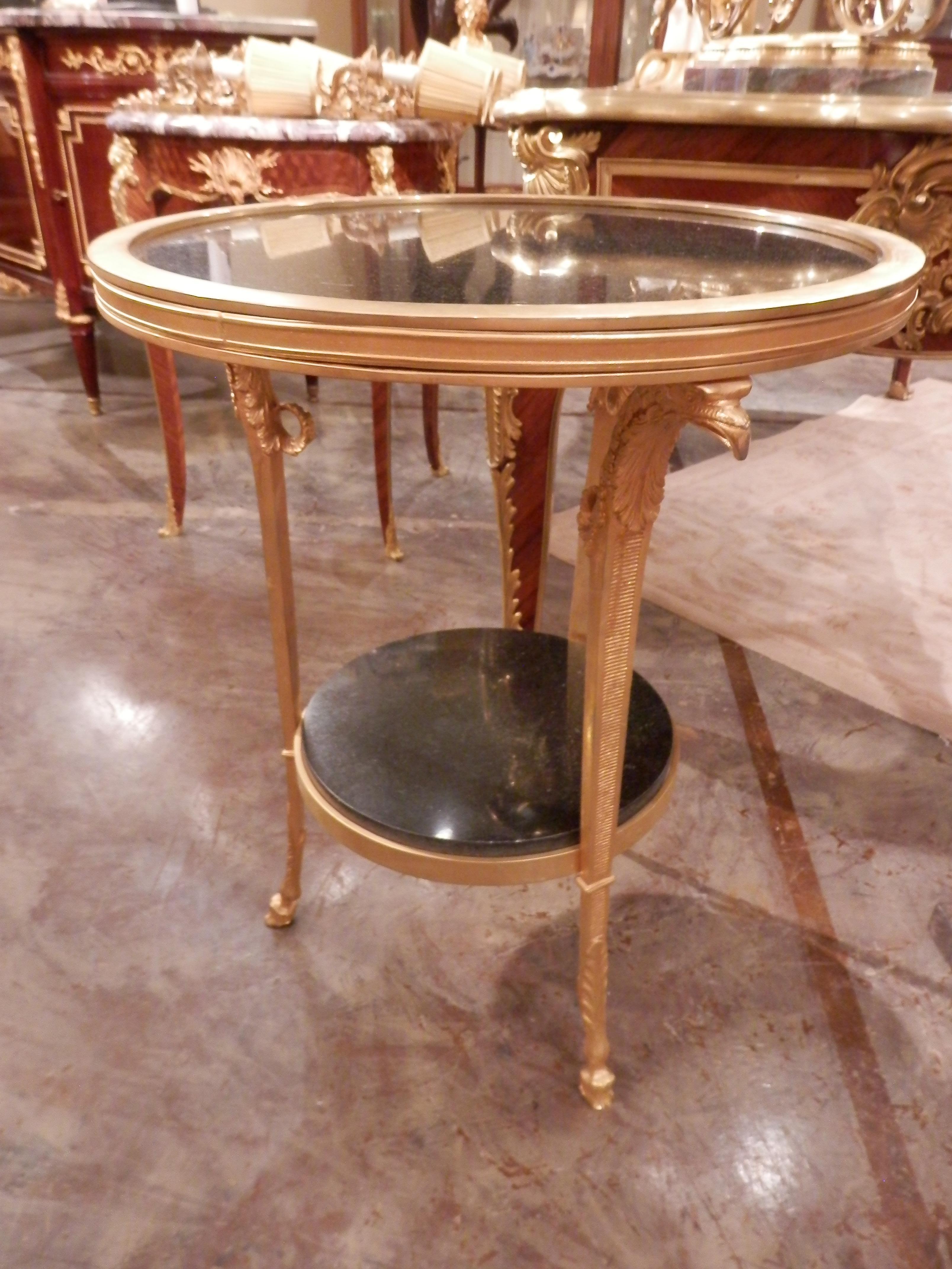 Belgian Black Marble Fine 19th Century French Gilt Bronze and Marble Gueridon For Sale