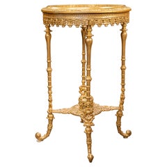 Raffinato gueridon francese in bronzo dorato e porcellana del XIX secolo