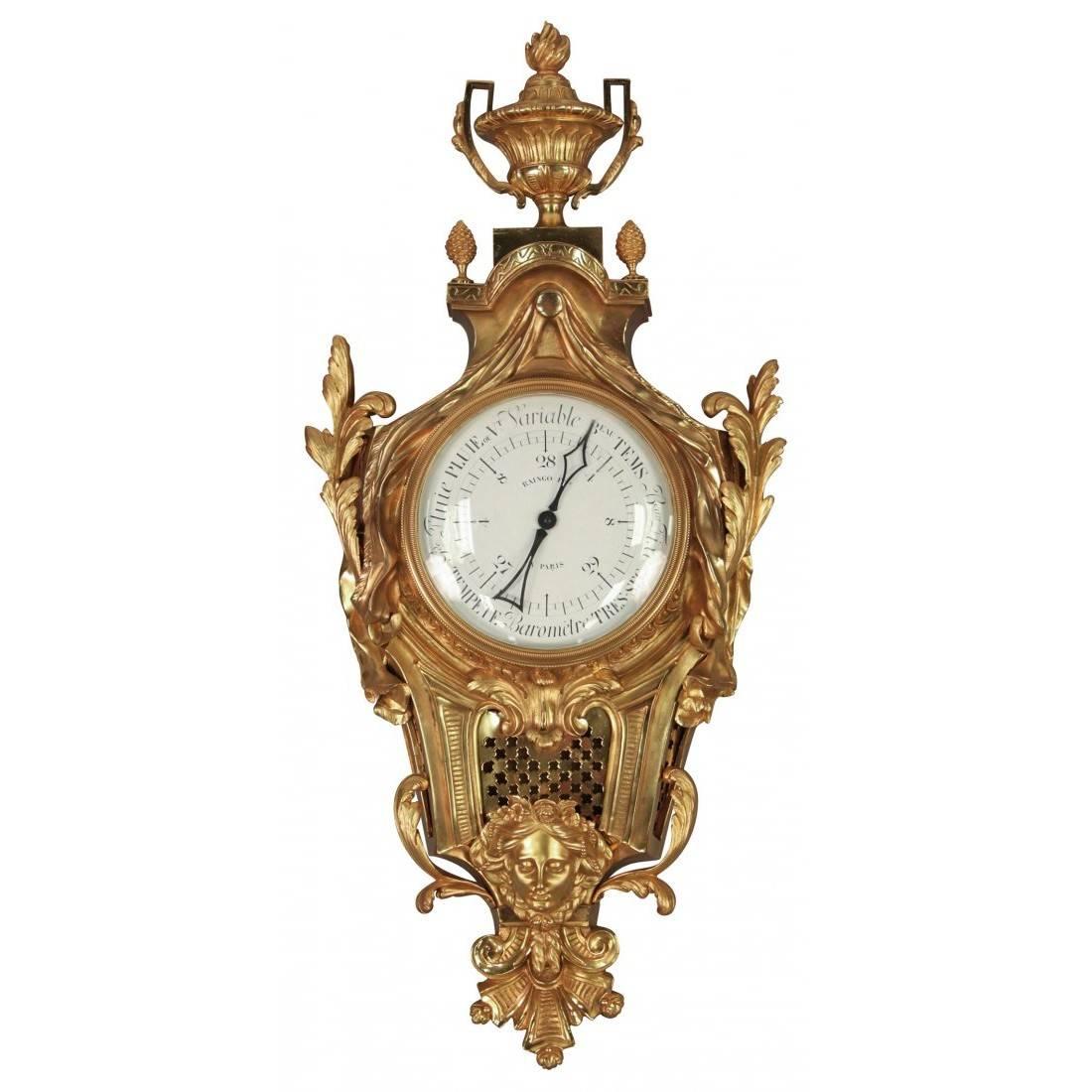 Fine 19th Century French Gilt Bronze Barometer For Sale