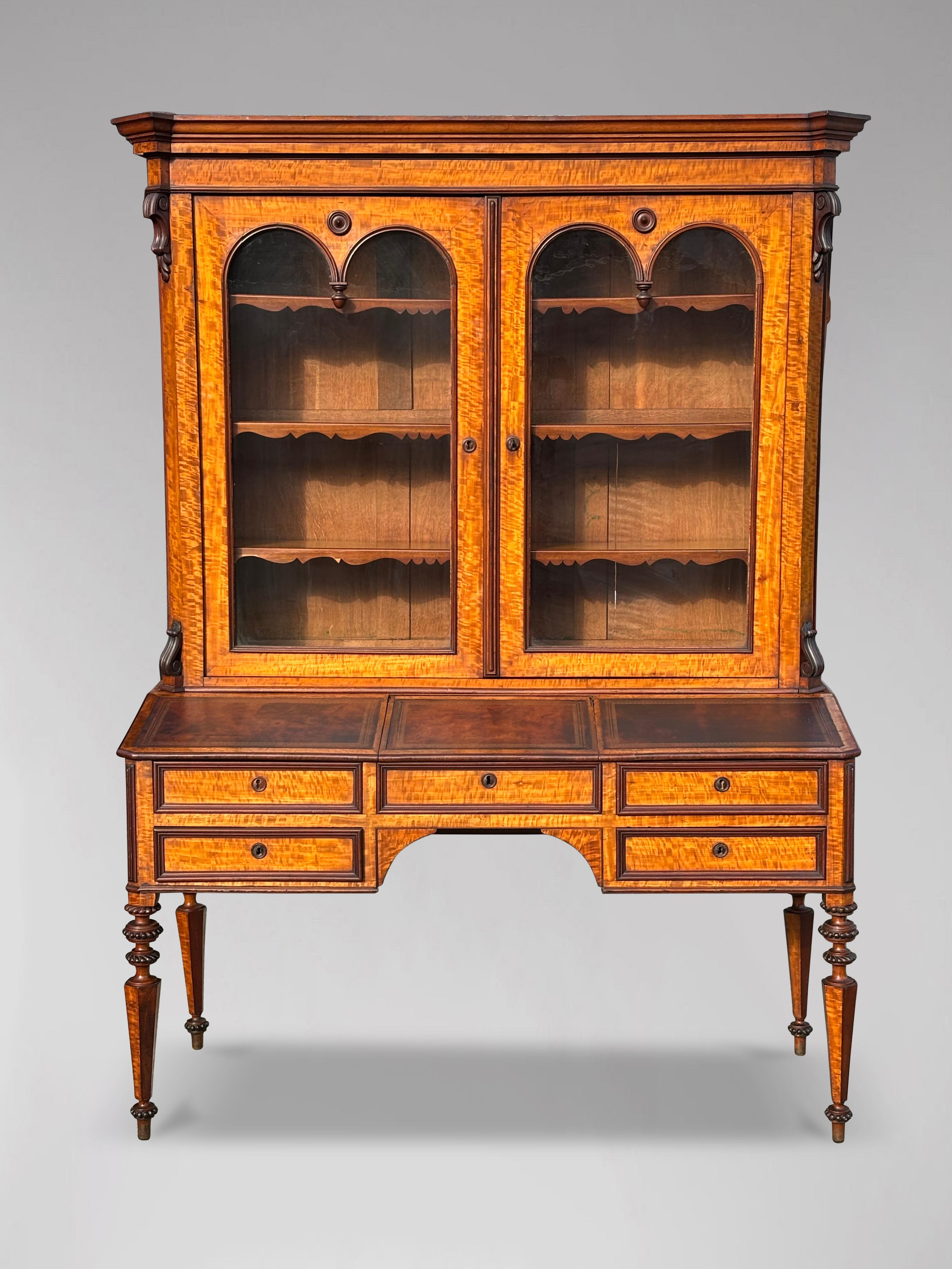 Fine 19th Century French Louis Philippe Bureau Bookcase in Maple For Sale 6