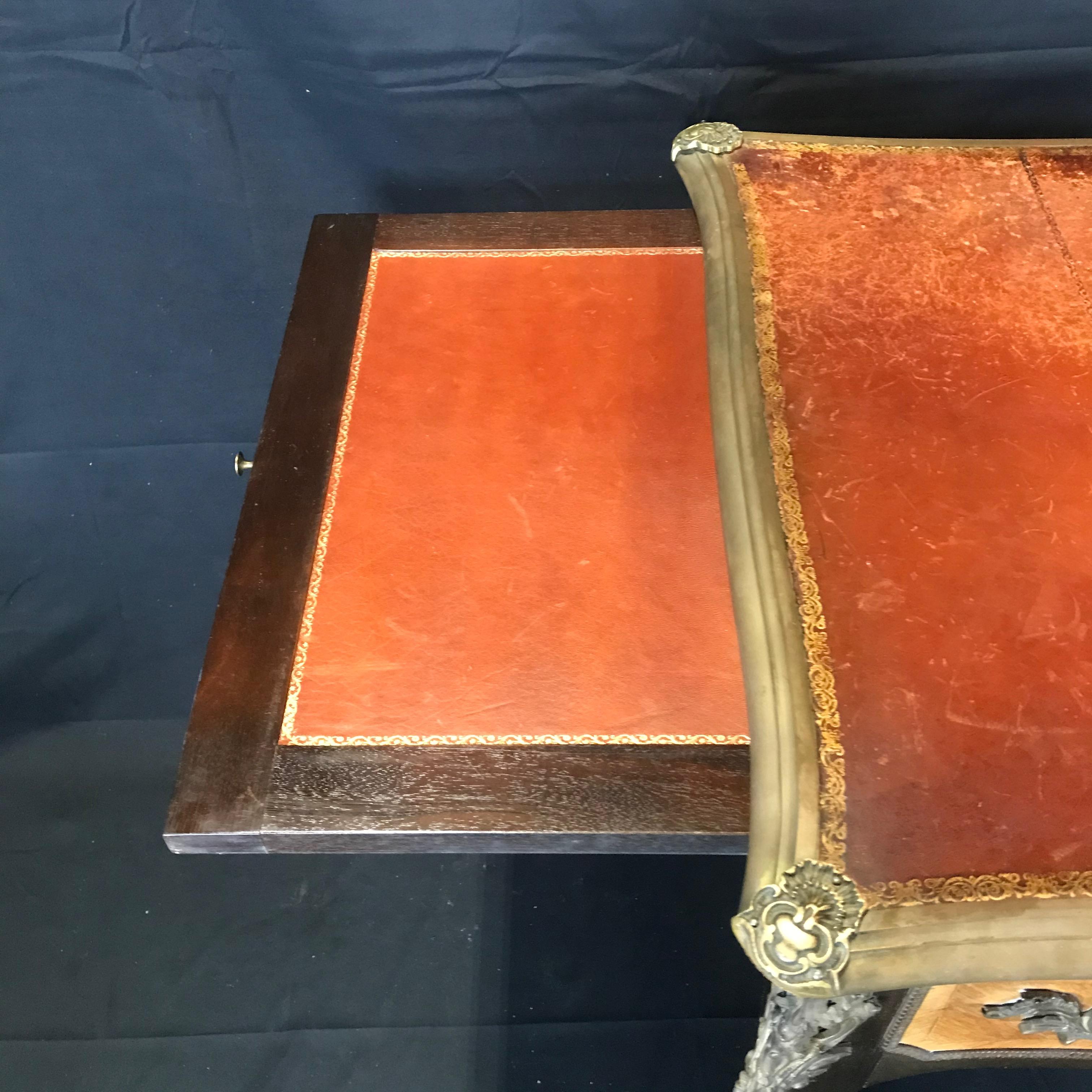 Fine 19th Century French Louis XV Bronze Mounted Kingwood & Walnut Writing Desk For Sale 9