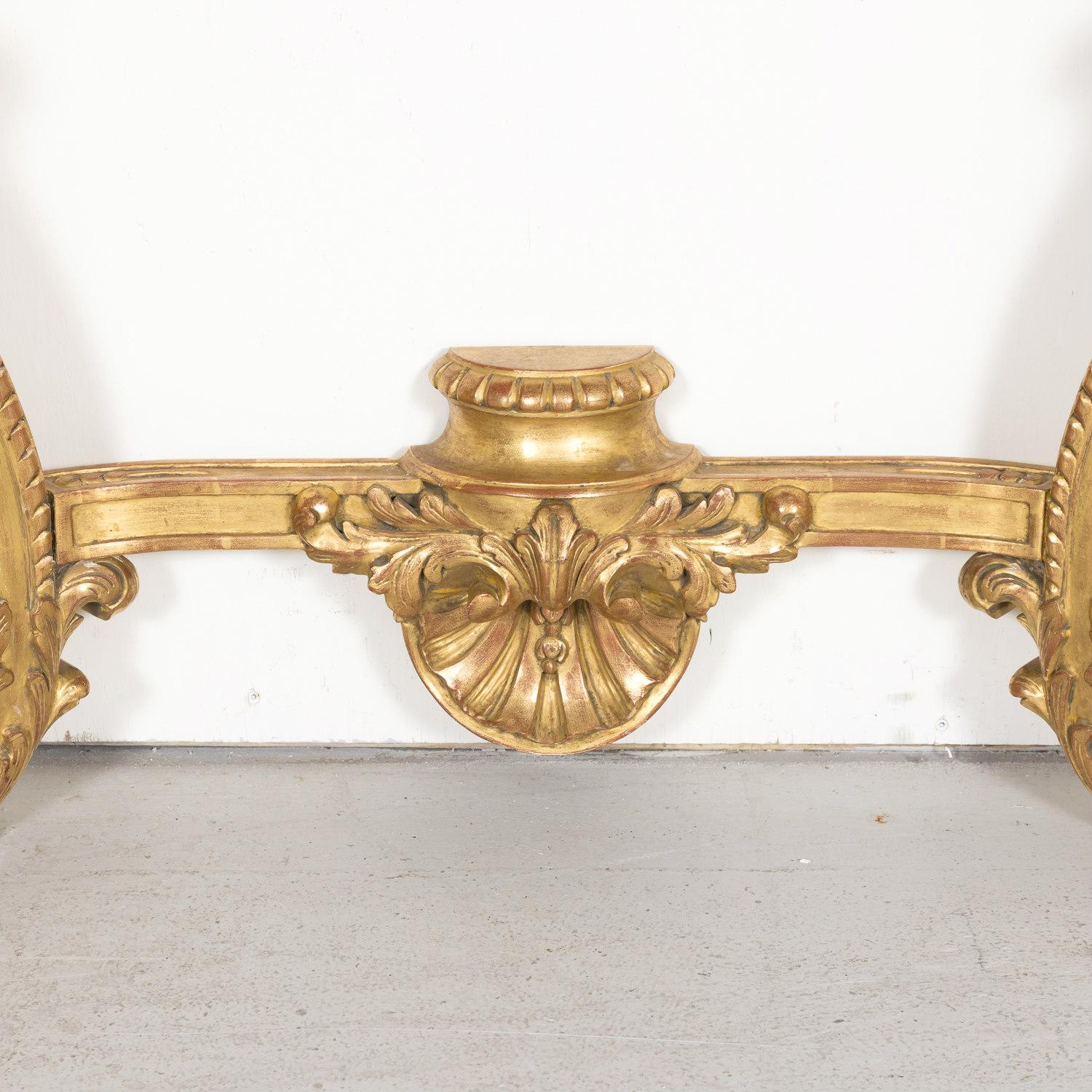 Fine 19th Century French Louis XV Rococo Style Giltwood Wall Console with Marble For Sale 3