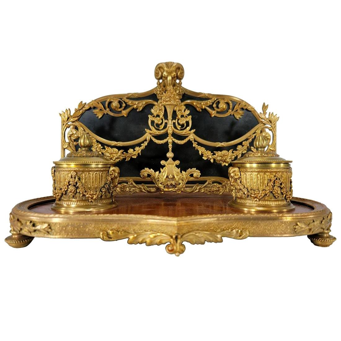 Fine 19th Century French Louis XVI Gilt Bronze Inkwell