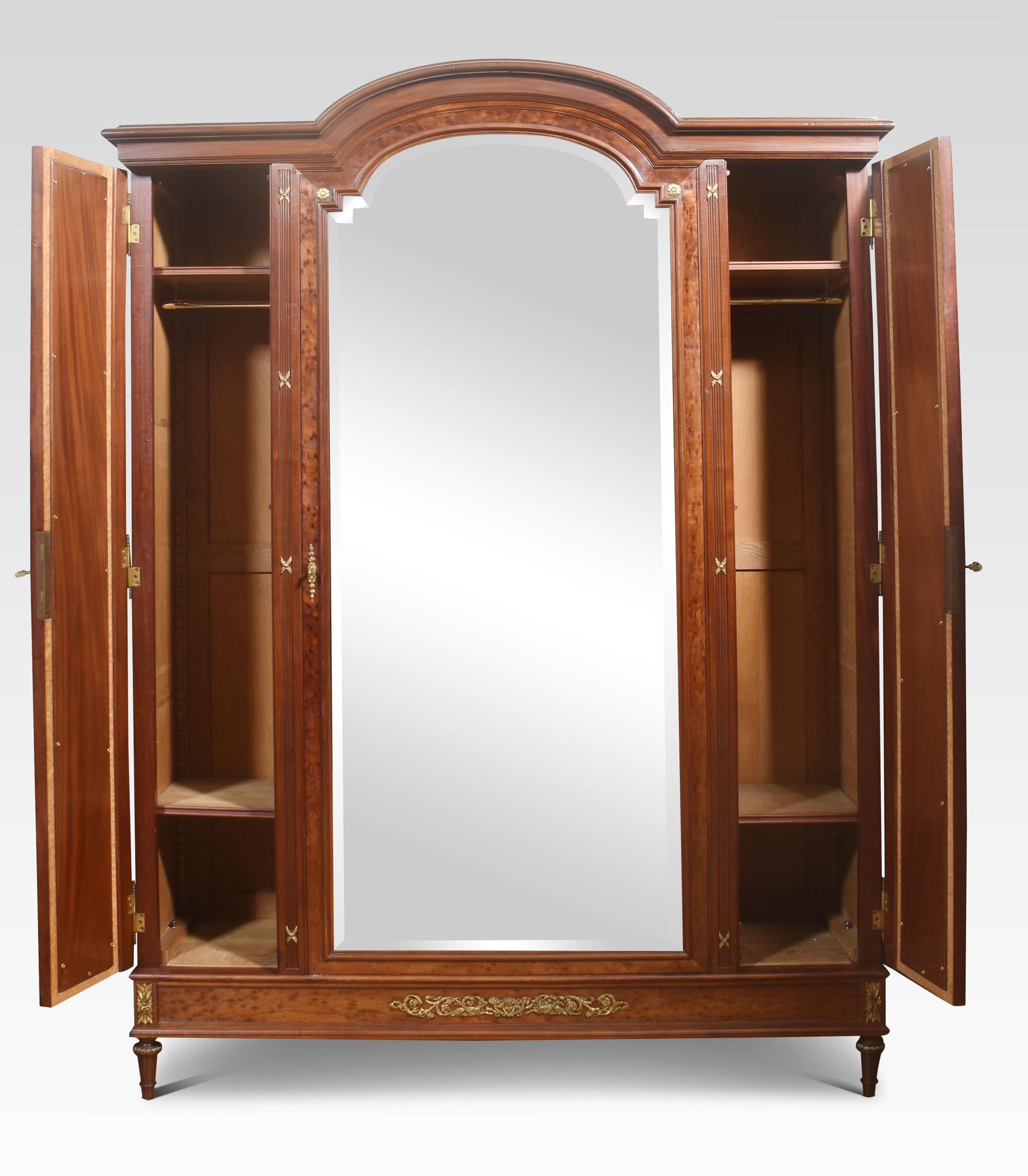 Wood Fine 19th Century French Louis XVI Mahogany and Gilt Bronze Armoire For Sale