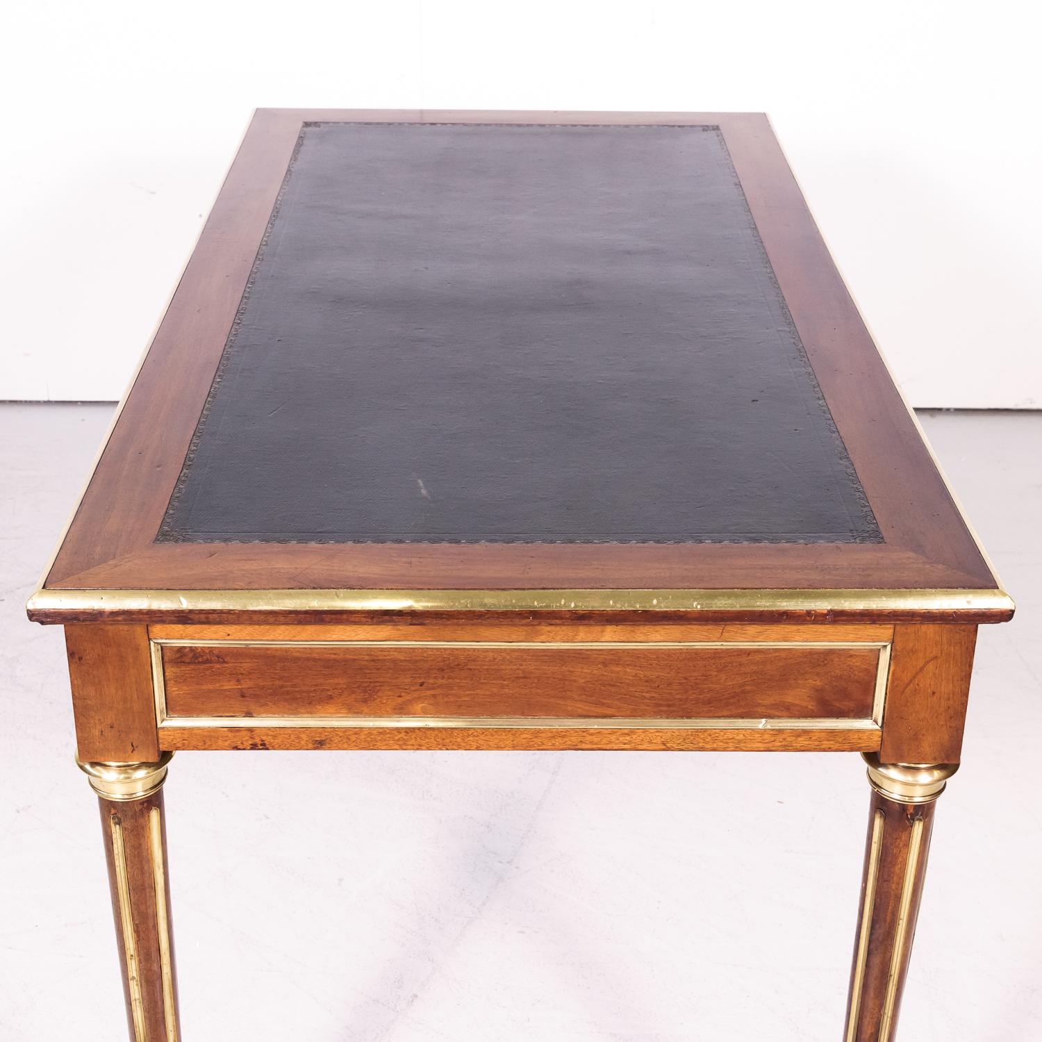 Fine 19th Century French Louis XVI Style Desk with Leather Top and Brass Accents 10