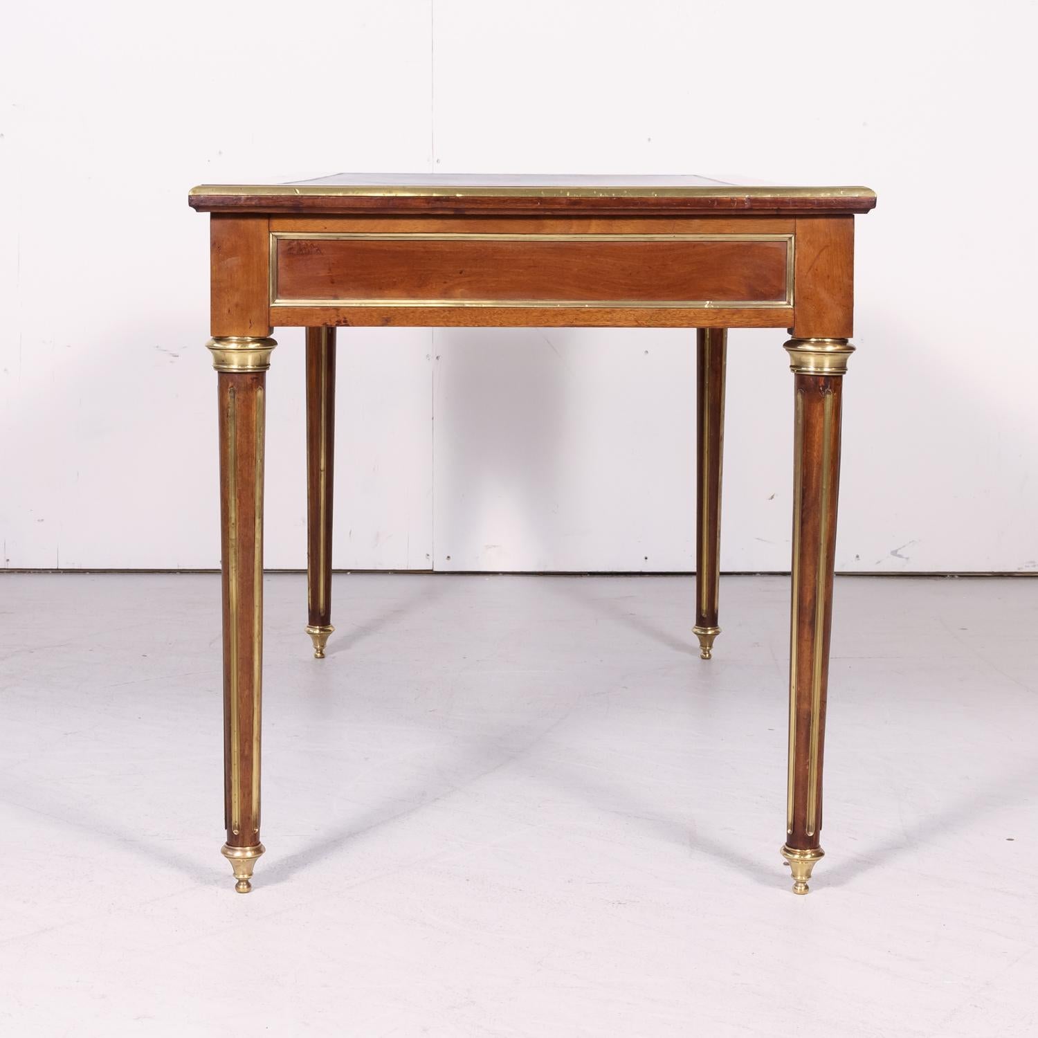 Fine 19th Century French Louis XVI Style Desk with Leather Top and Brass Accents 12