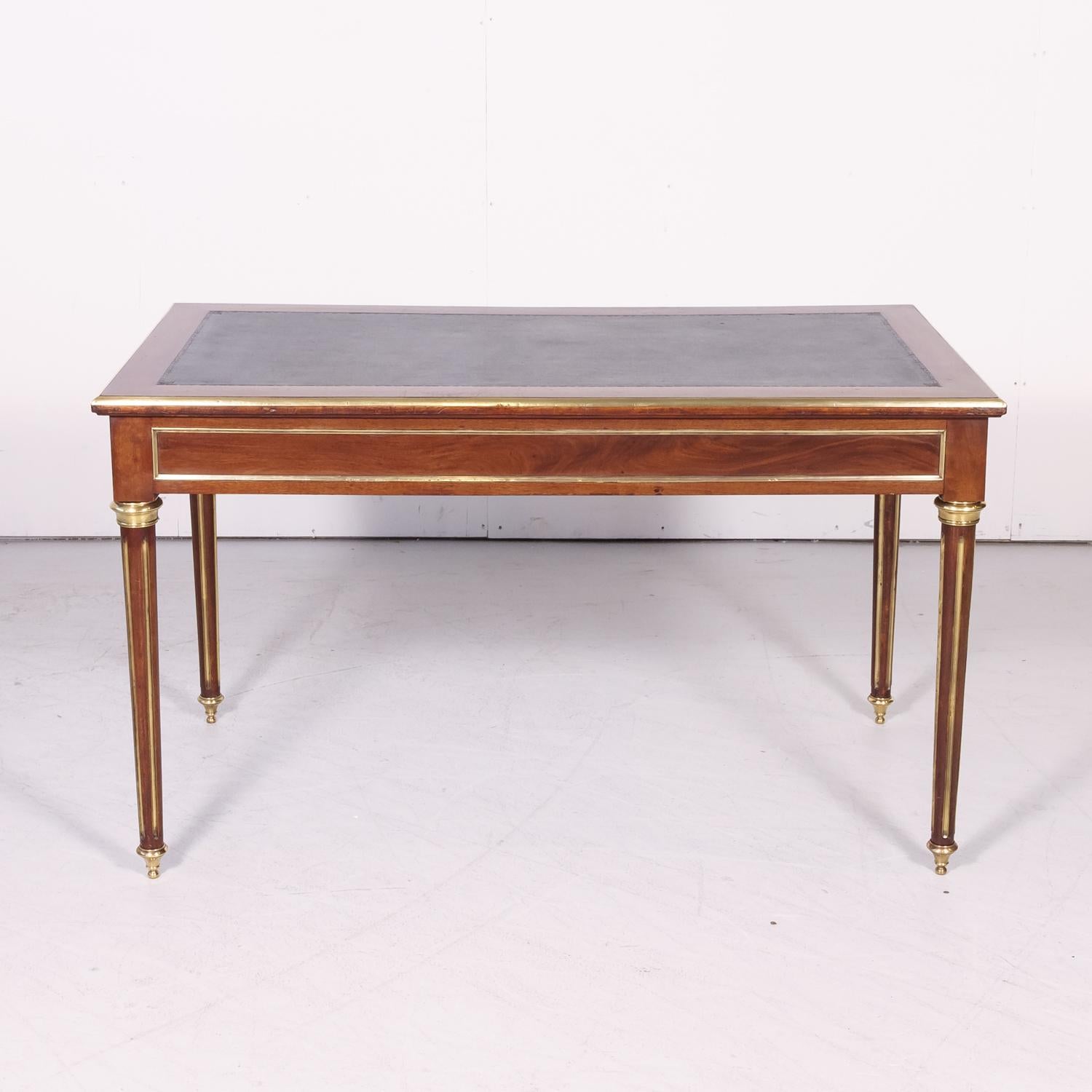 Fine 19th Century French Louis XVI Style Desk with Leather Top and Brass Accents 13