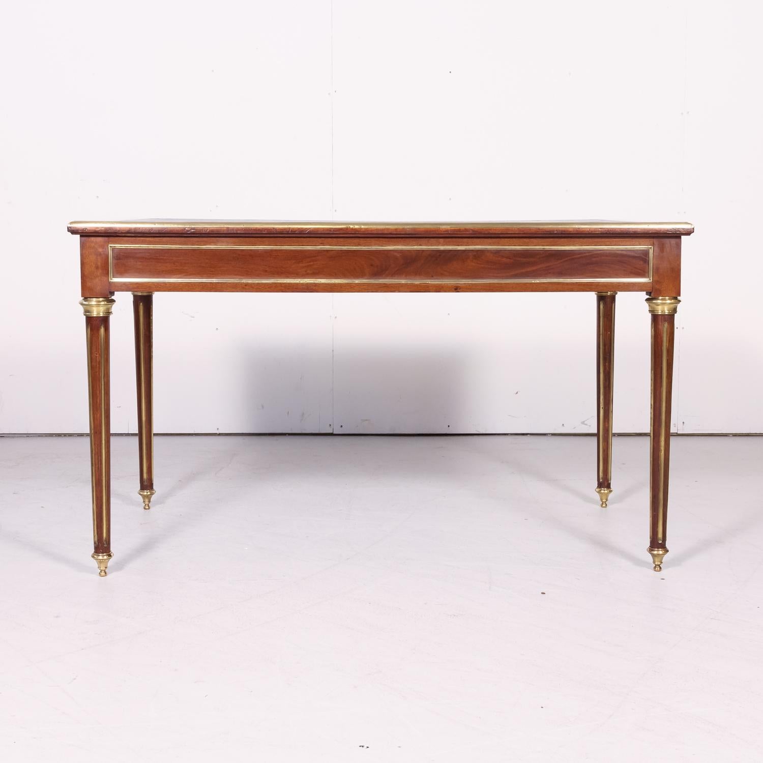 Fine 19th Century French Louis XVI Style Desk with Leather Top and Brass Accents 14