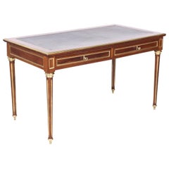 Fine 19th Century French Louis XVI Style Desk with Leather Top and Brass Accents