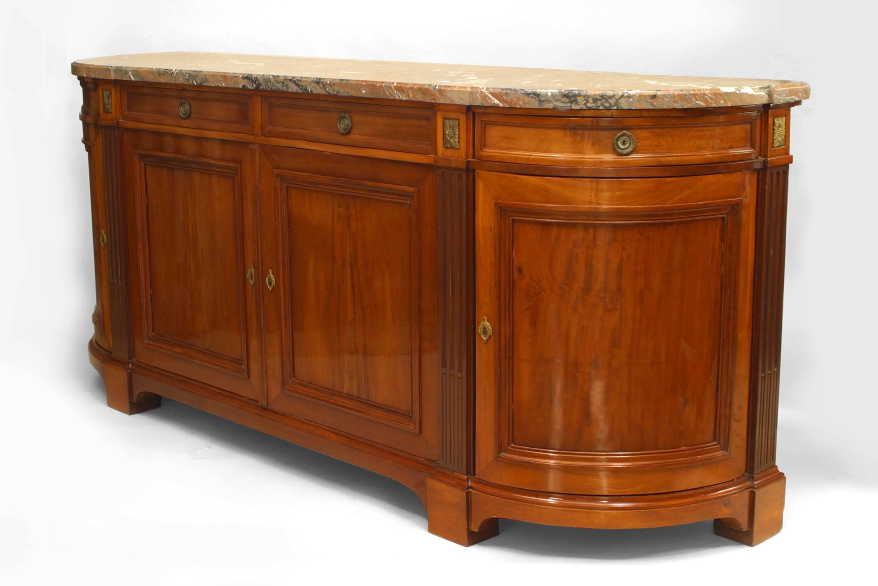 French Victorian walnut buffet cabinet with bronze mounts and 4 doors below 4 drawers with a 