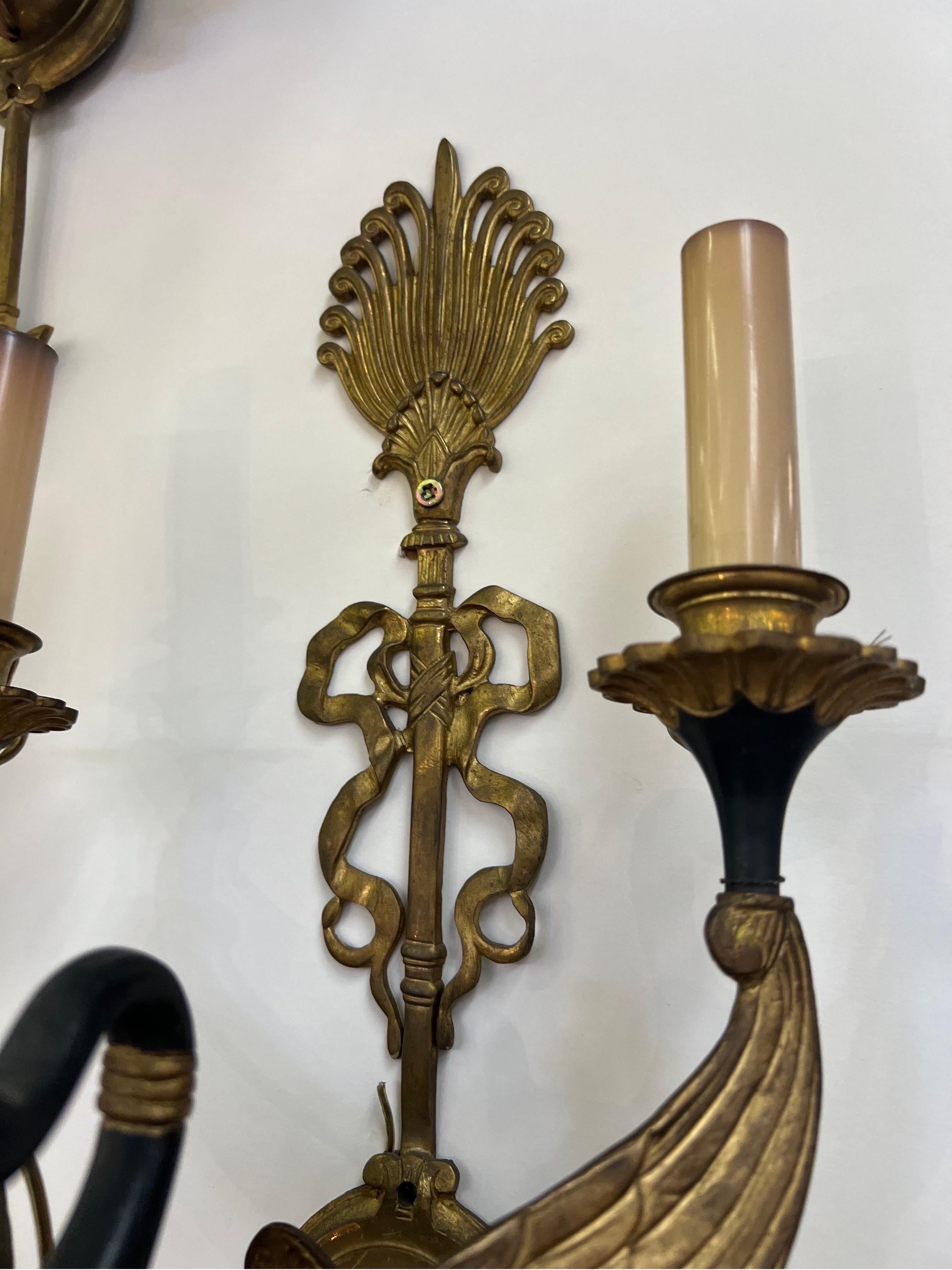 Fine 19th Century French Neoclassical Swan Form Sconces 2 Pair Available  For Sale 5