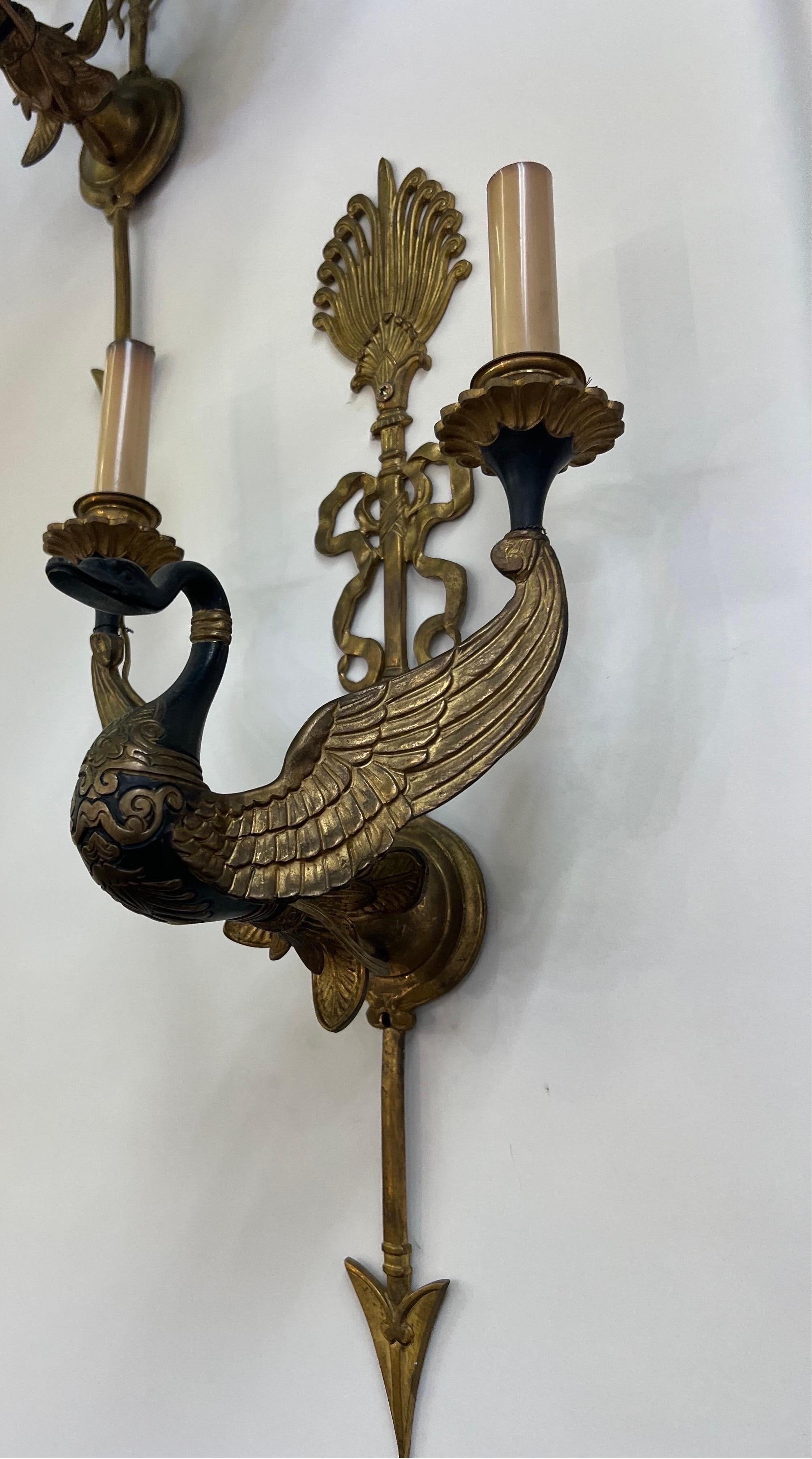 Fine 19th Century French Neoclassical Swan Form Sconces 2 Pair Available  For Sale 7