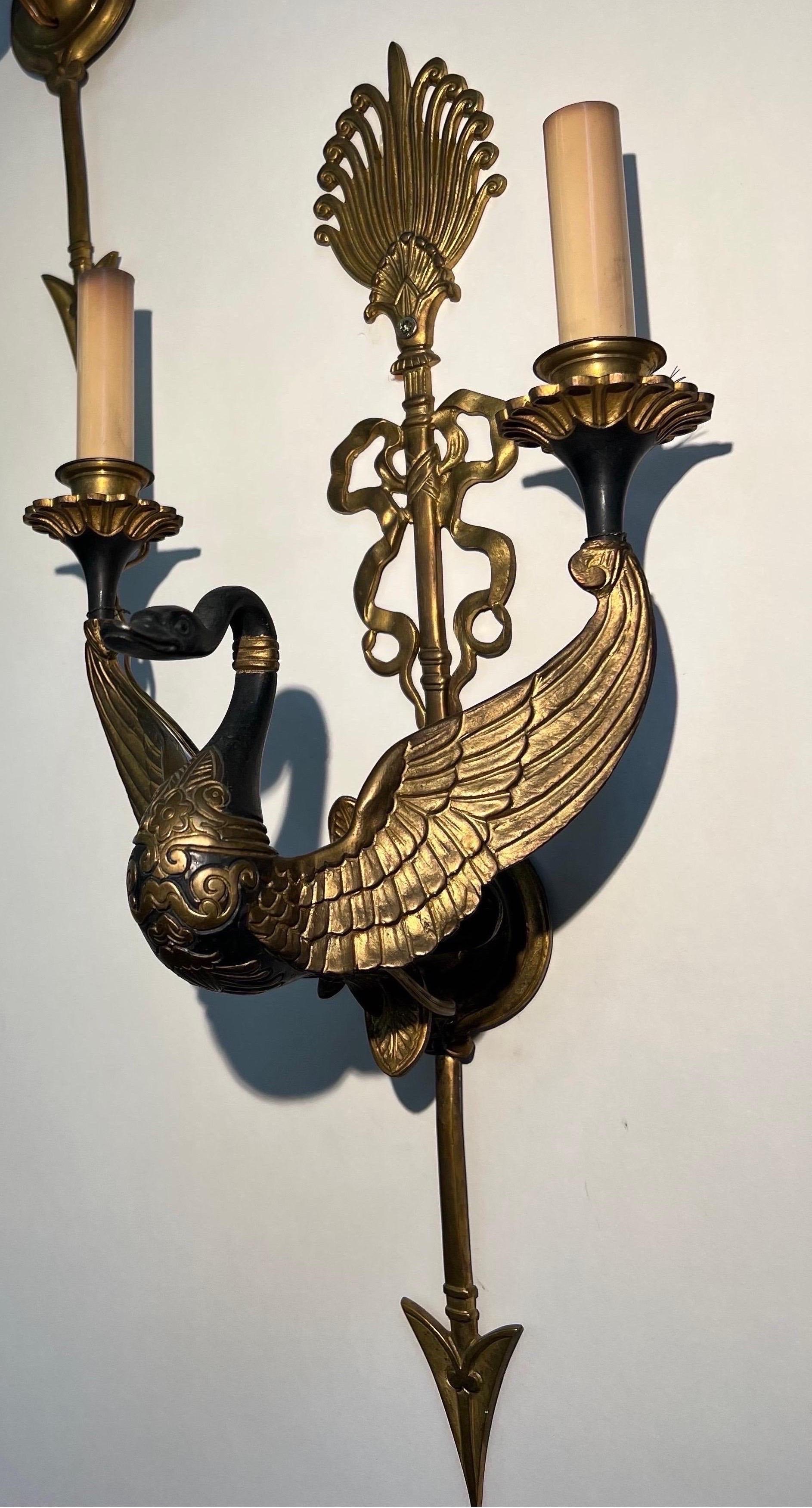 Fine 19th Century French Neoclassical Swan Form Sconces 2 Pair Available  For Sale 8