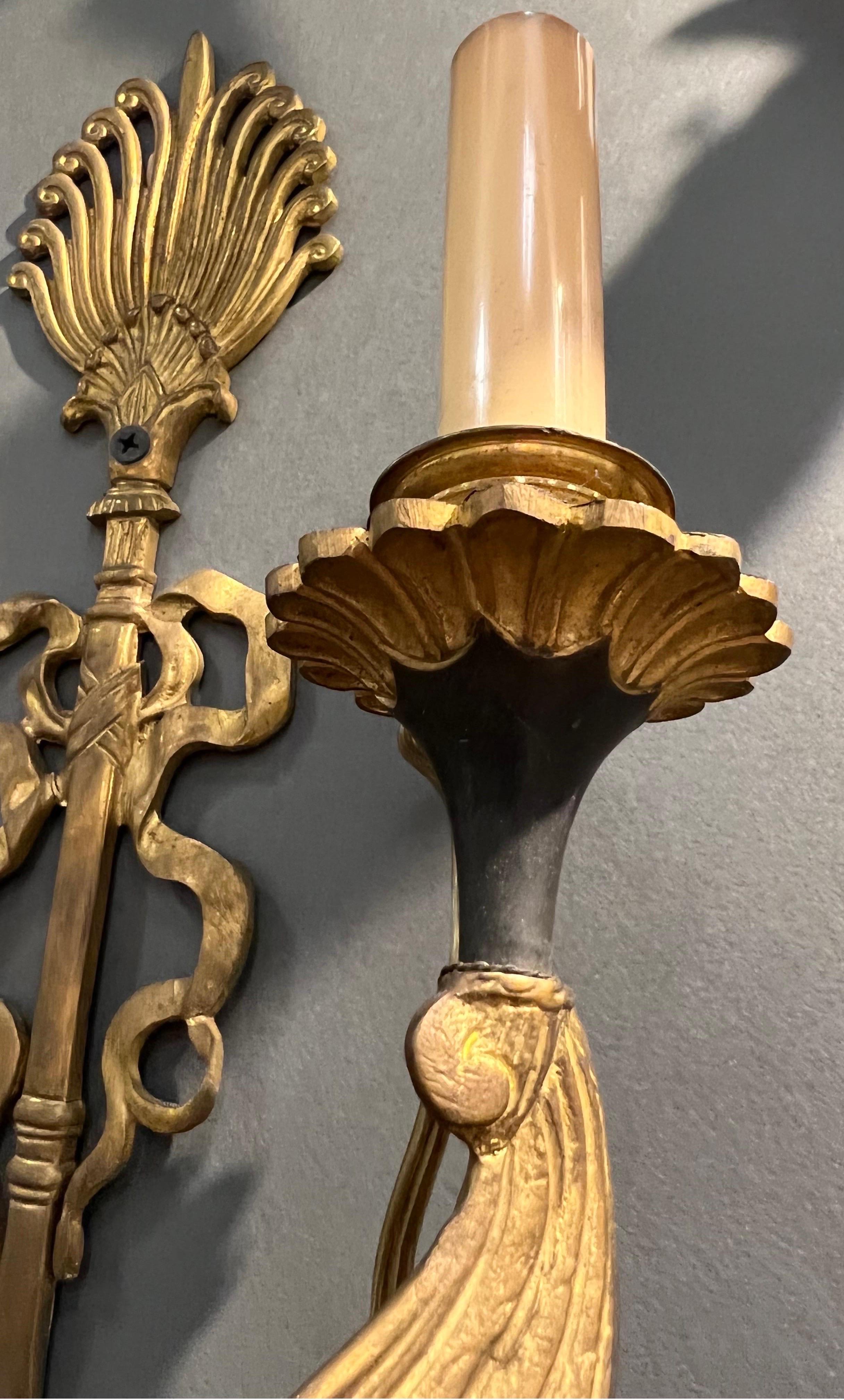 Fine 19th Century French Neoclassical Swan Form Sconces 2 Pair Available  For Sale 1