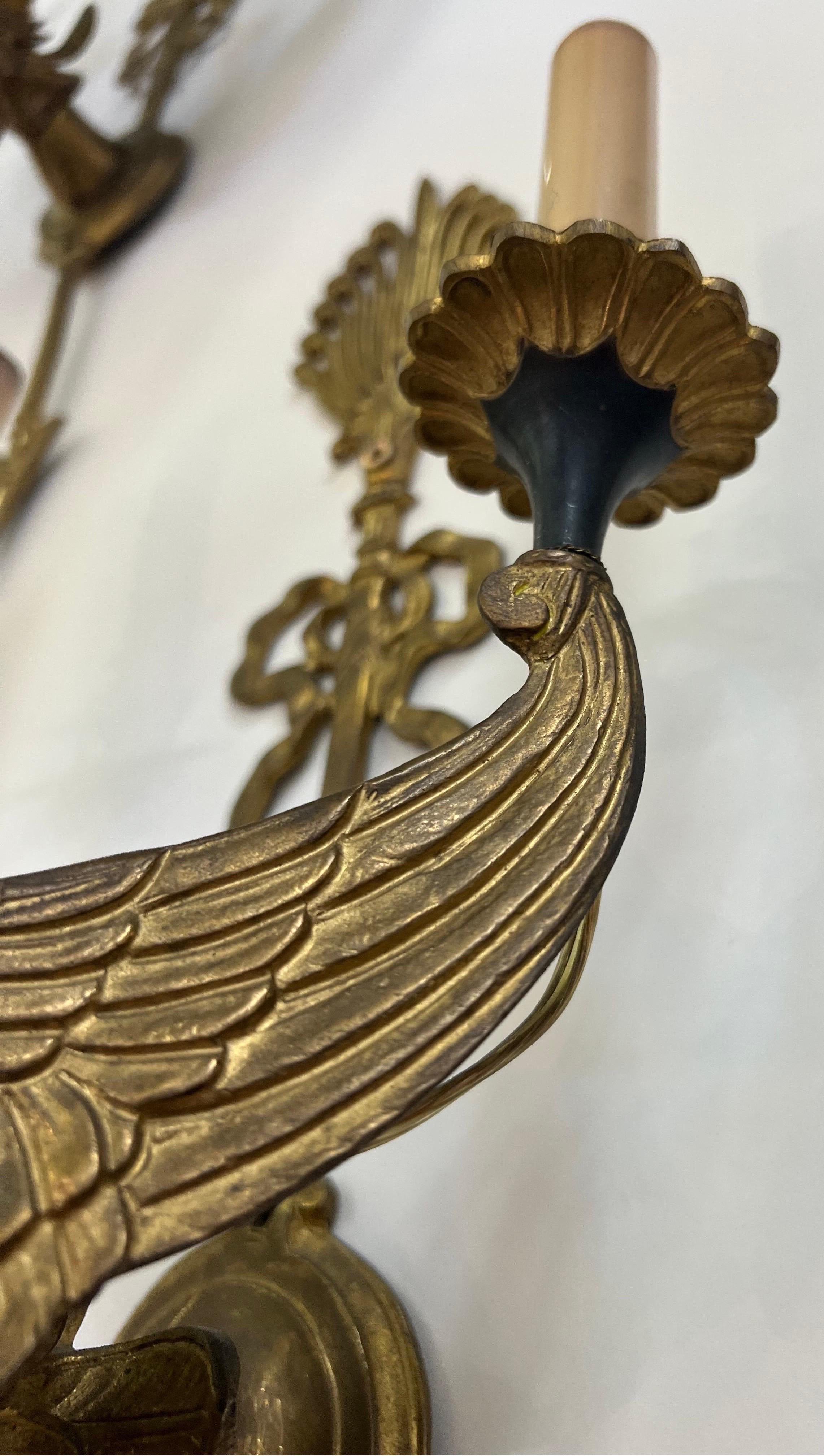 Fine 19th Century French Neoclassical Swan Form Sconces 2 Pair Available  For Sale 4