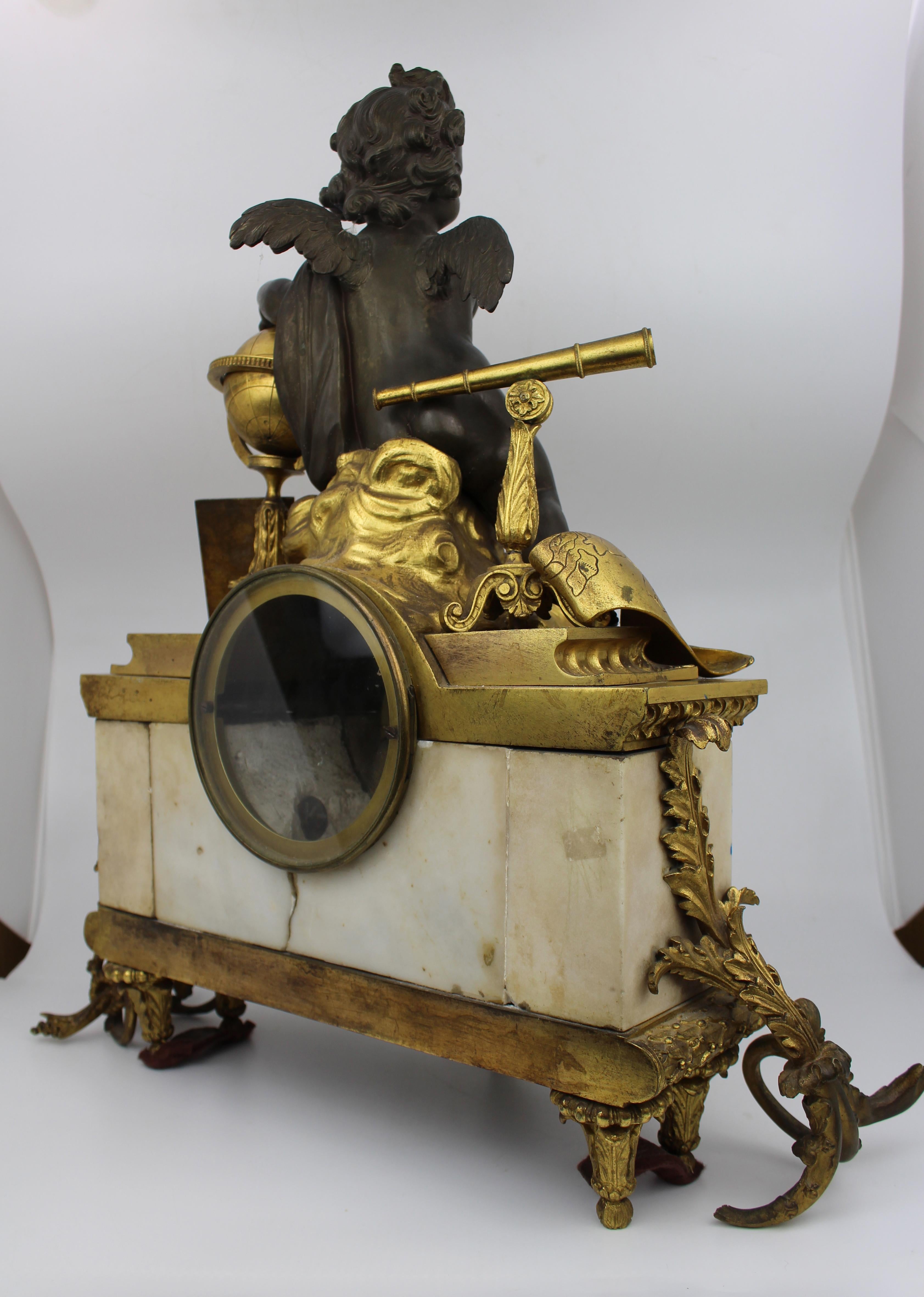 Fine 19th Century French Ormolu and Bronze Mantel Clock with Marble Case For Sale 8