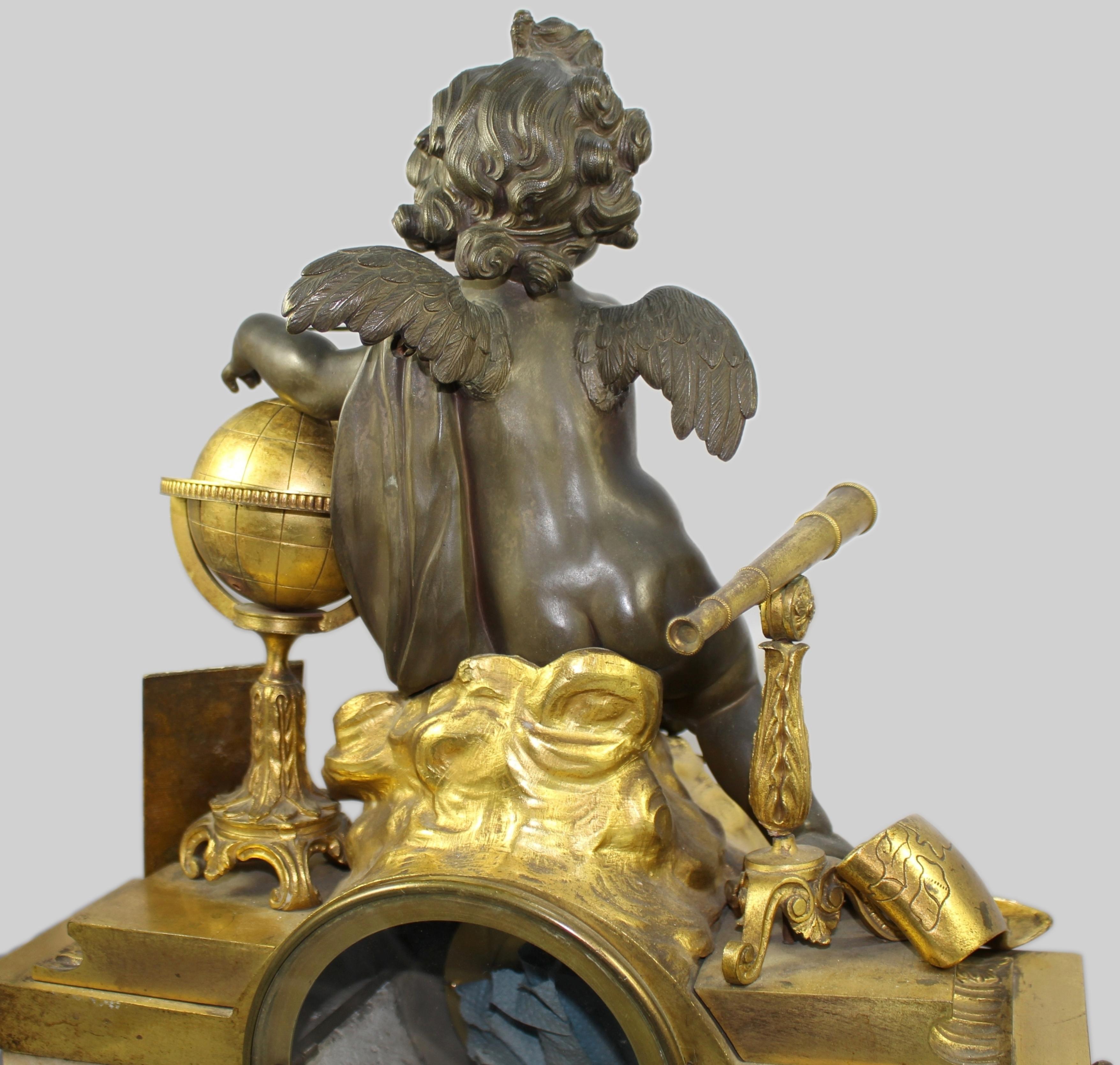 Fine 19th Century French Ormolu and Bronze Mantel Clock with Marble Case For Sale 10