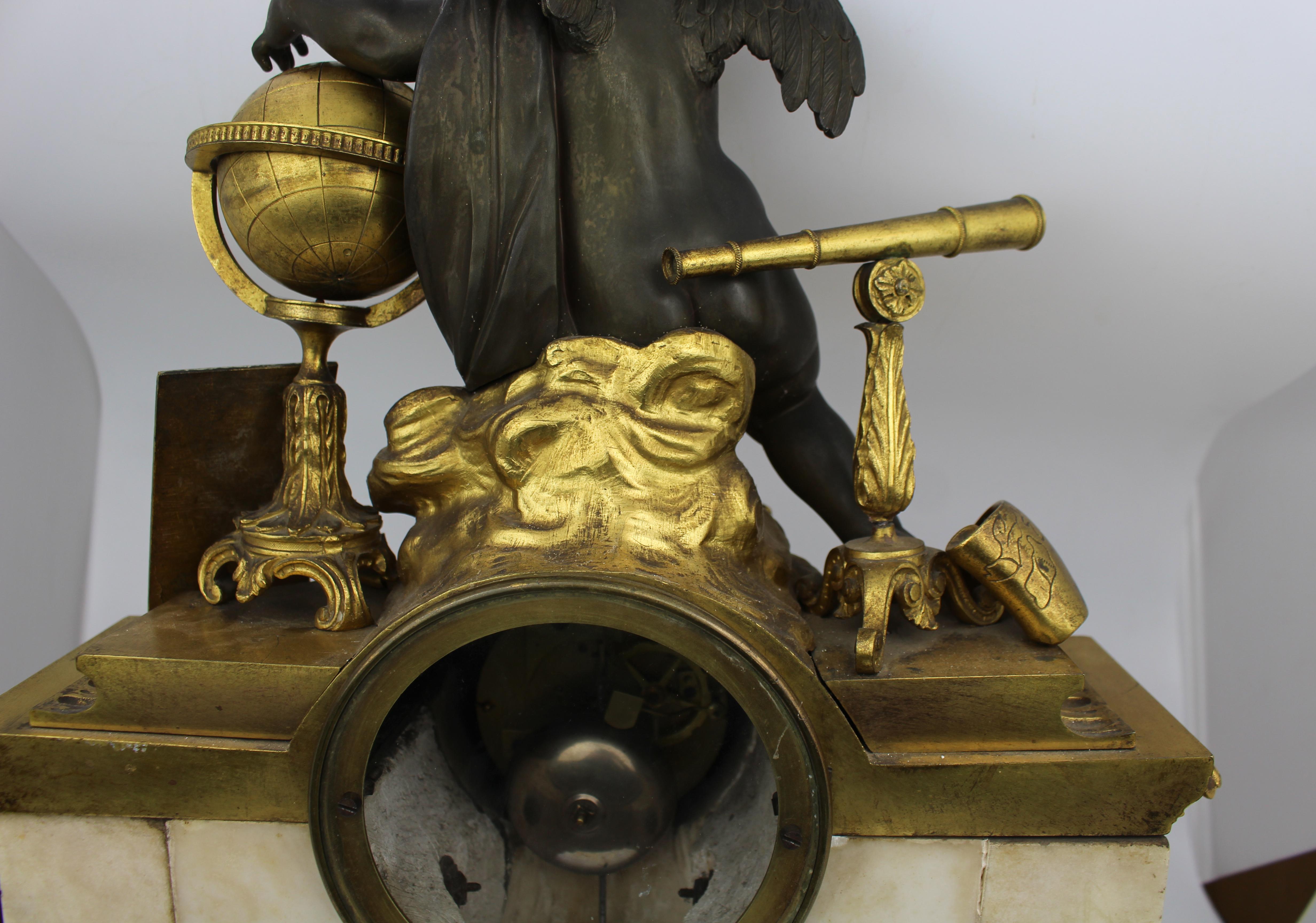 Fine 19th Century French Ormolu and Bronze Mantel Clock with Marble Case For Sale 11