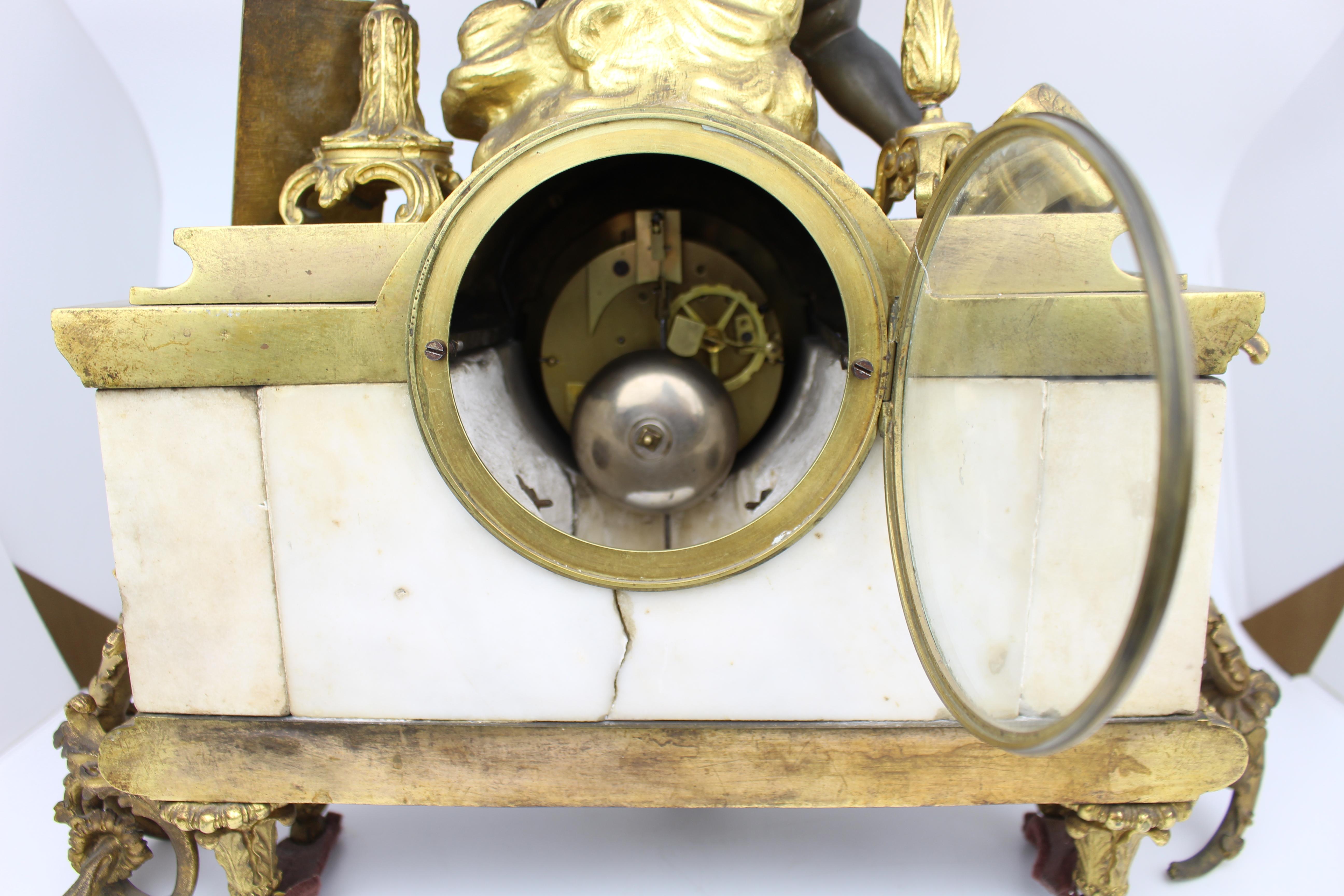 Fine 19th Century French Ormolu and Bronze Mantel Clock with Marble Case For Sale 13