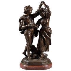 French Patinated Bronze dancing group by Jean Didier Début