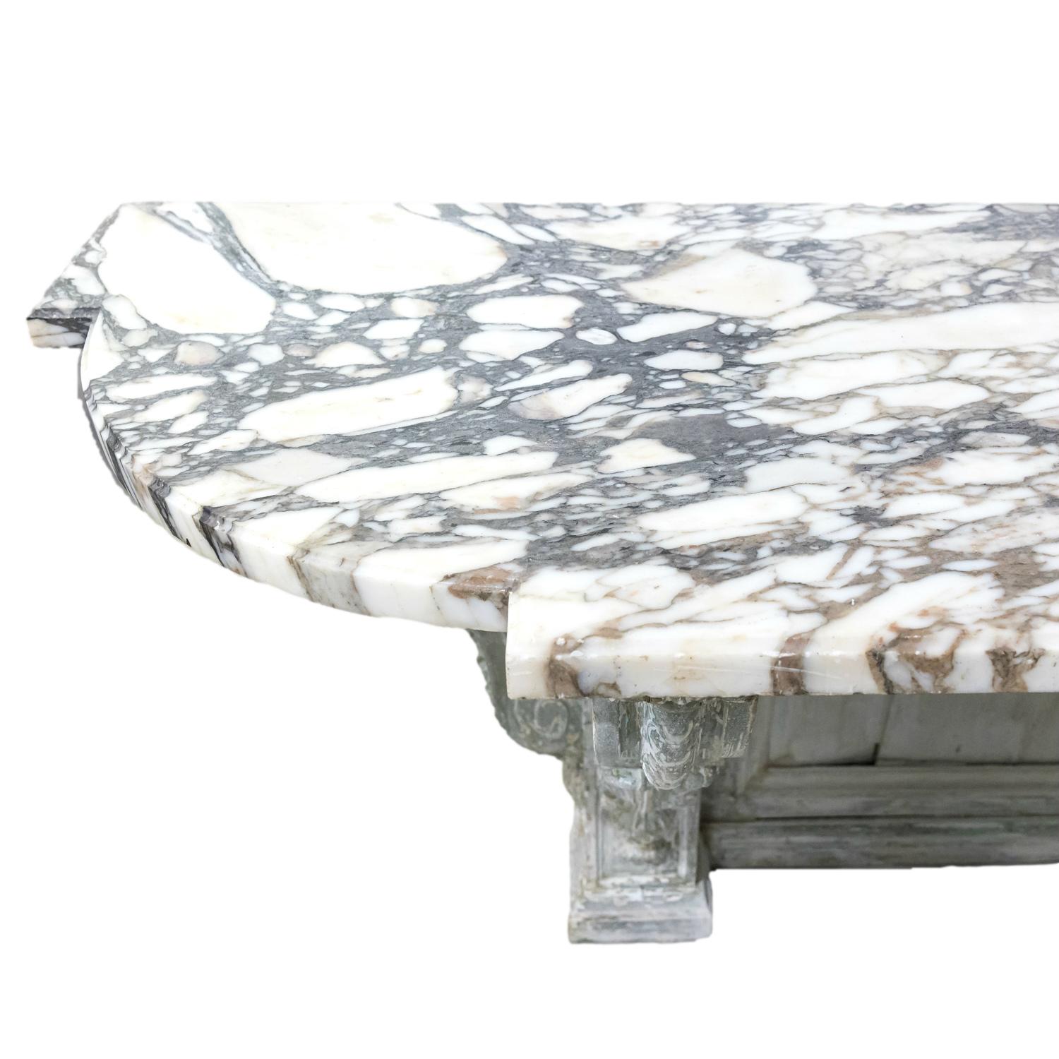 Fine 19th Century French Regence Style Painted Console with Calacatta Marble Top For Sale 2