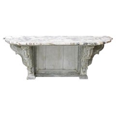 Fine 19th Century French Regence Style Painted Console with Calacatta Marble Top