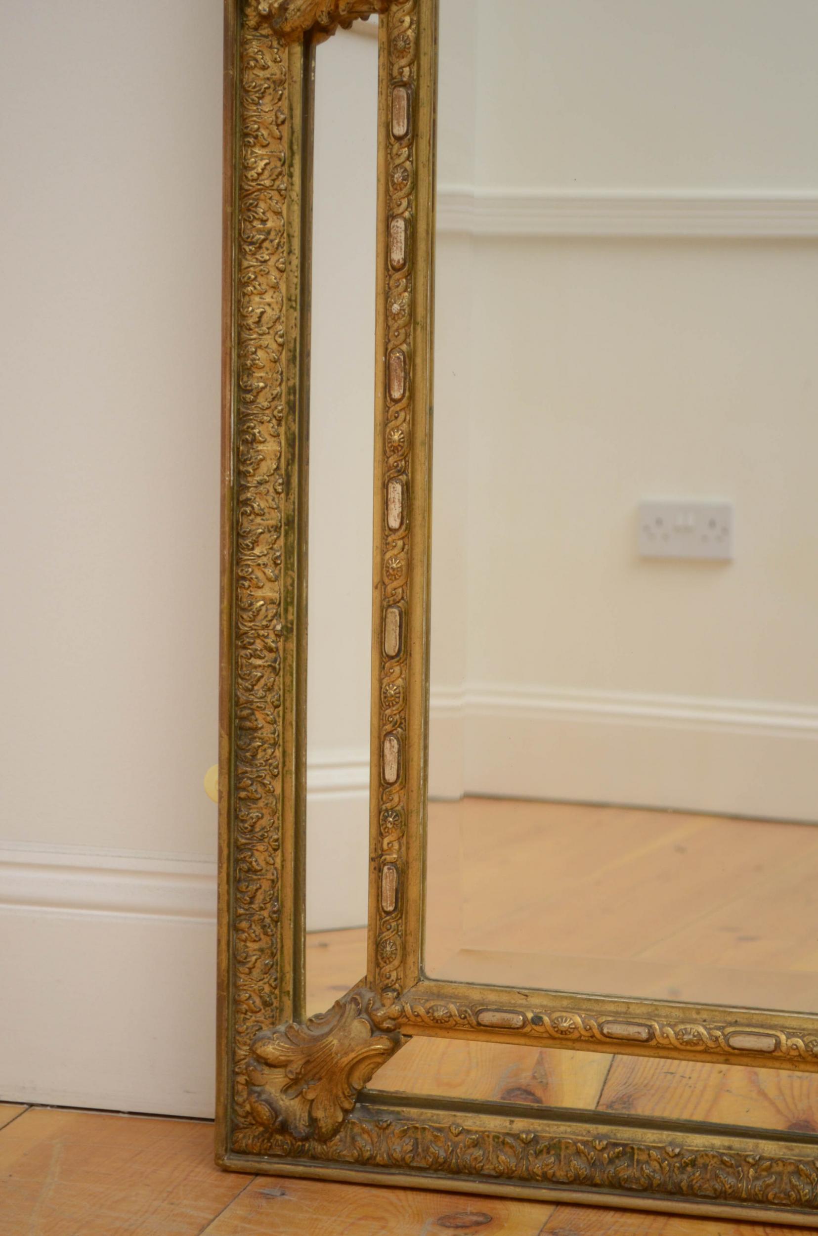 Victorian Fine 19th Century Gilded Wall Mirror For Sale