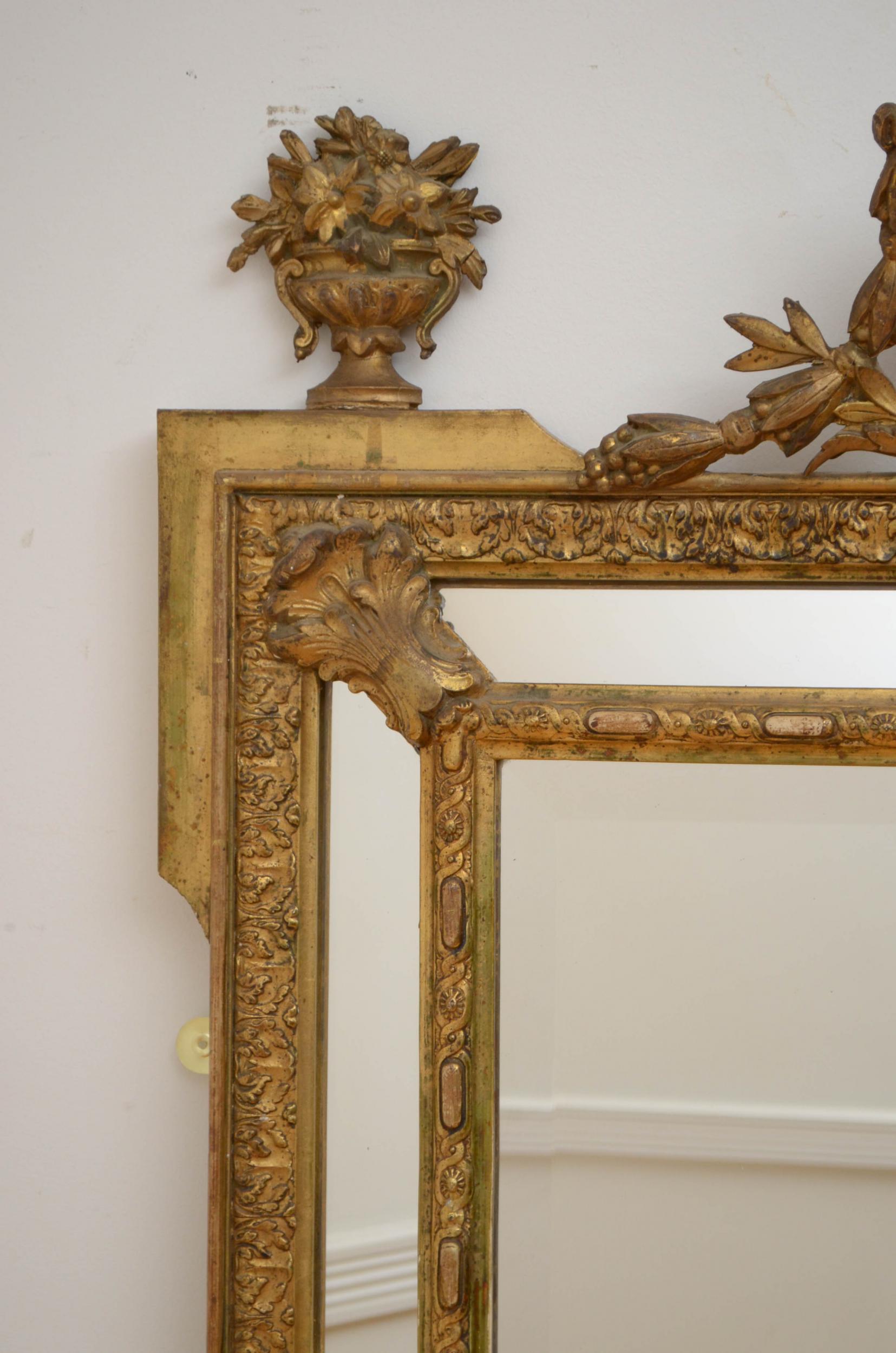 Fine 19th Century Gilded Wall Mirror In Good Condition For Sale In Whaley Bridge, GB