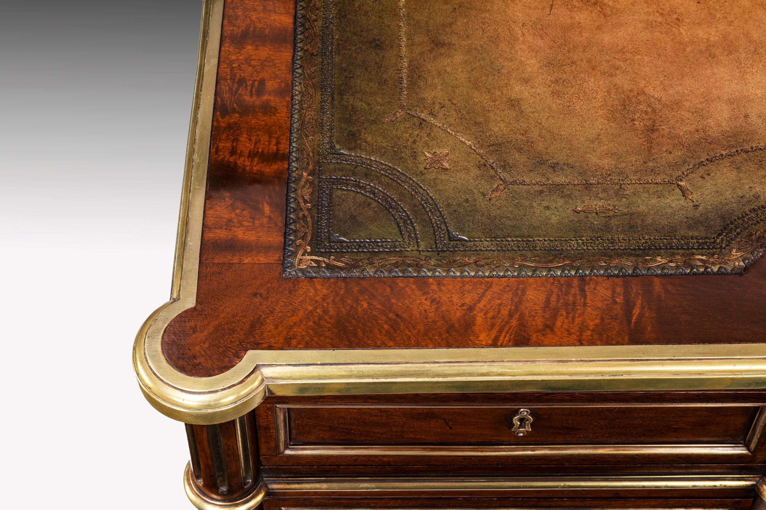 Fine 19th Century Gillows Brass-Mounted Mahogany Pedestal Desk 8