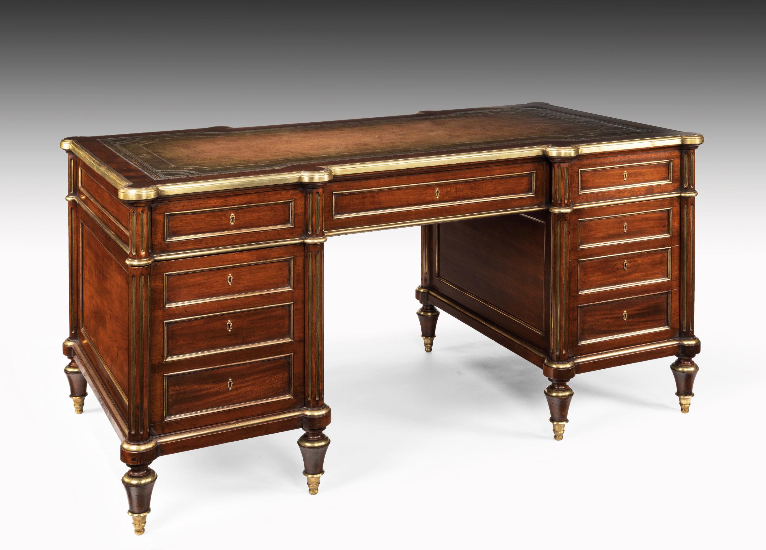 Fine 19th Century Gillows Brass-Mounted Mahogany Pedestal Desk 9